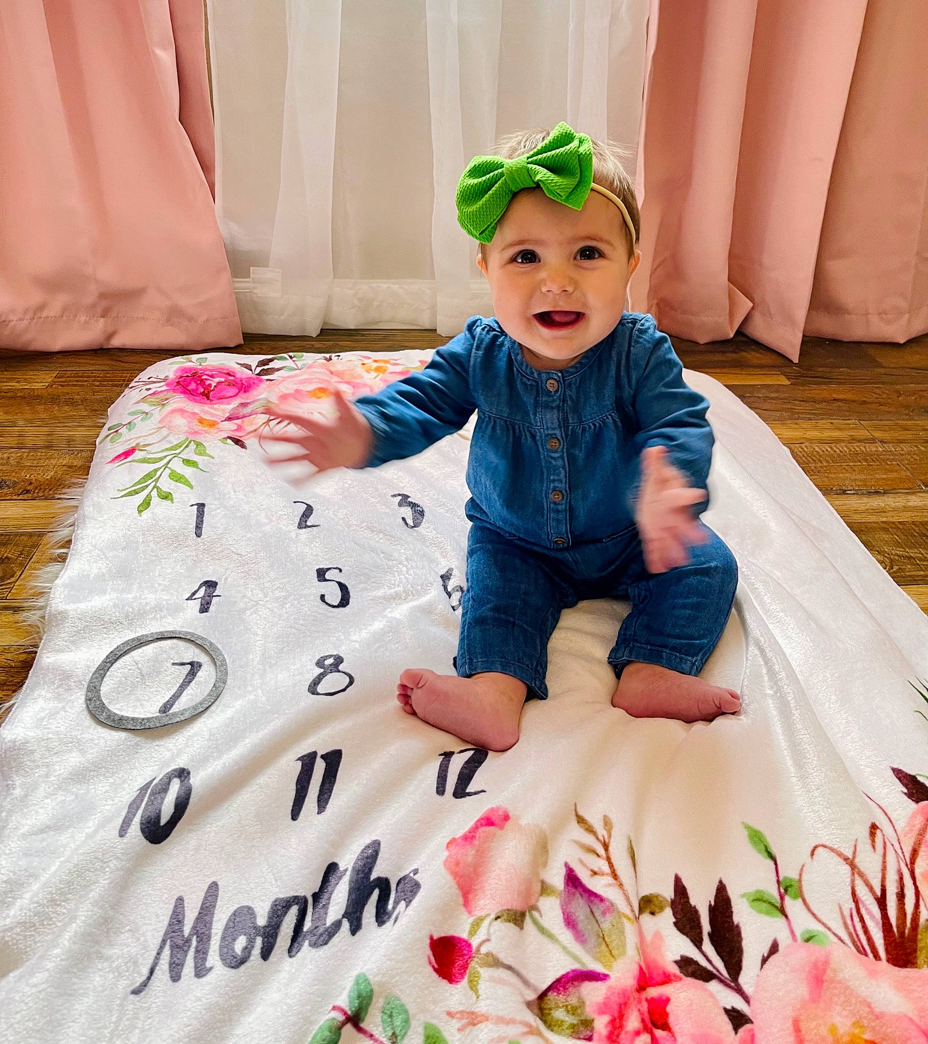 Aubrey joined the competition — help win amazing prizes! arm, baby, baby_toddler_clothing, beauty, dress, finger, fun, green, hand, happy, hat, headwear, person, pink, product, purple, skin, sleeve, t_shirt, textile