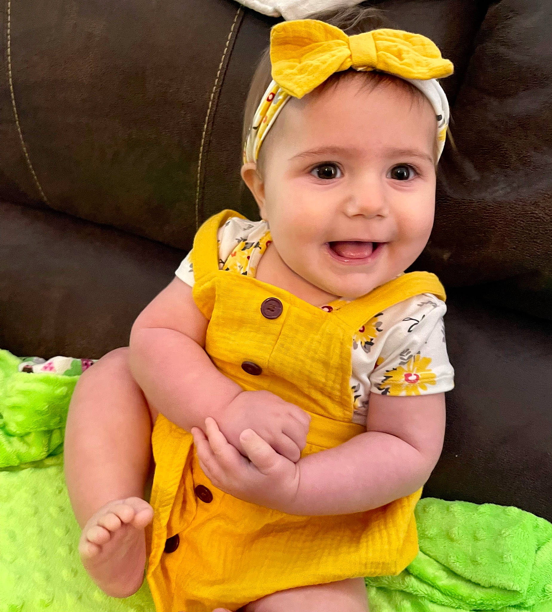 Aubrey joined the competition — help win amazing prizes! baby, baby_toddler_clothing, cheek, child, costume_hat, dress, face, finger, fun, grass, hand, happy, headwear, human_body, joy, person, pink, plant, skin, sleeve