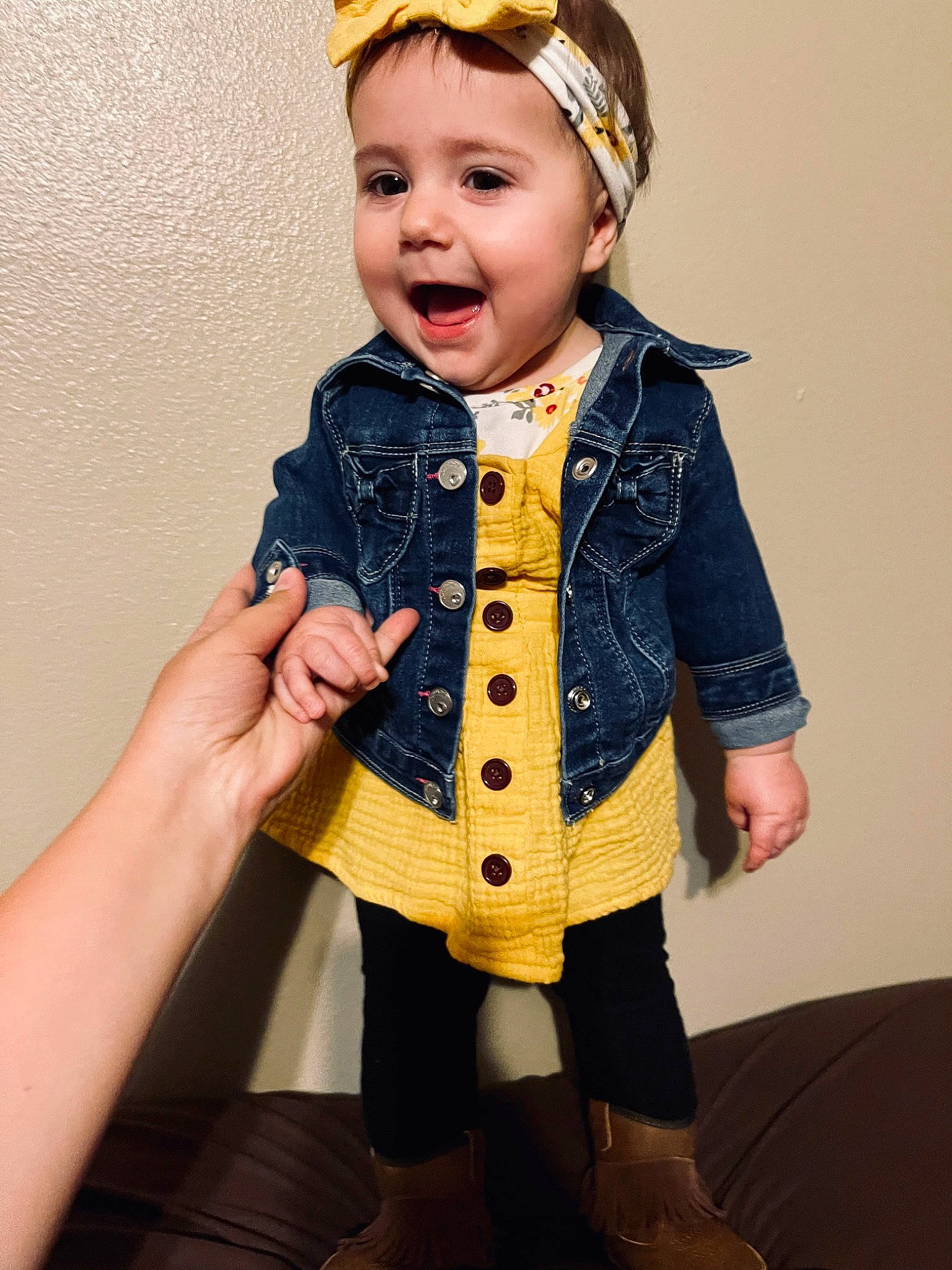Aubrey joined the competition — help win amazing prizes! baby, baby_toddler_clothing, blazer, bow_tie, button, cap, collar, costume_hat, dress_shirt, eye, fashion_design, formal_wear, happy, head, headgear, pattern, person, sleeve, smile, toddler