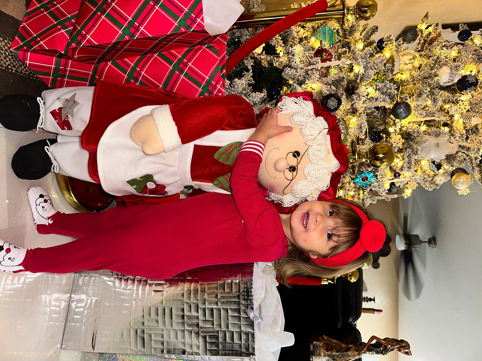 Emery is registered to the contest to win money with this photo: carmine, christmas, christmas_decoration, christmas_eve, christmas_ornament, event, happy, holiday, holiday_ornament, joy, lap, ornament, person, plaid, red, santa_claus, smile, tartan, textile, tradition