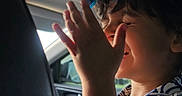 Muhammad joined the competition — help win amazing prizes! blue_sunglasses, candid, car_interior, casual_clothing, child, daylight, hand, happy, patterned_shirt, person, playful, portrait, seat, seat_back, side_view, smiling, sunlight, travel, window, young_child