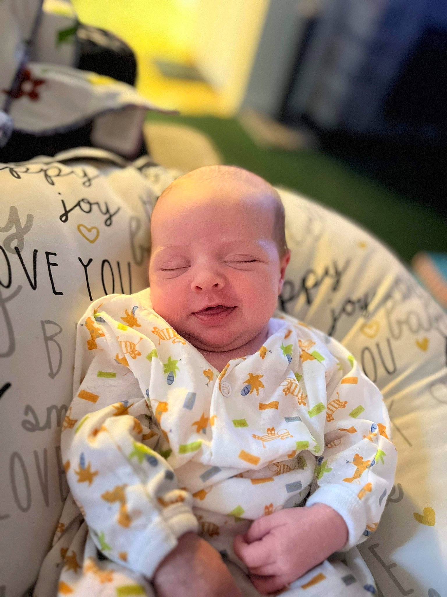 Adelynn Renee Hurt is registered to the contest to win money with this photo: baby, baby_toddler_clothing, cheek, child, comfort, event, fun, happy, linens, person, room, sitting, sleeve, toddler