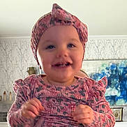 Alivea joined the competition — help win amazing prizes! art, baby, child, clothing, cute, dress, face, floral, hands, happy, headband, holding, indoor, living_room, person, pink, portrait, smiling, toddler, wallpaper