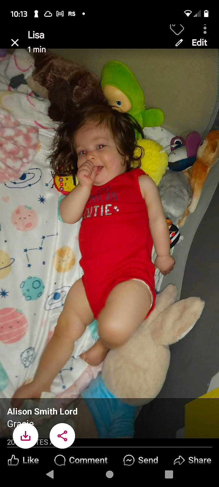 Gracie joined the competition — help win amazing prizes! abdomen, baby_toddler_clothing, child, finger, fun, happy, human_leg, knee, leg, mammal, organ, person, pink, skin, snapshot, t_shirt, textile, thigh, toddler, toy