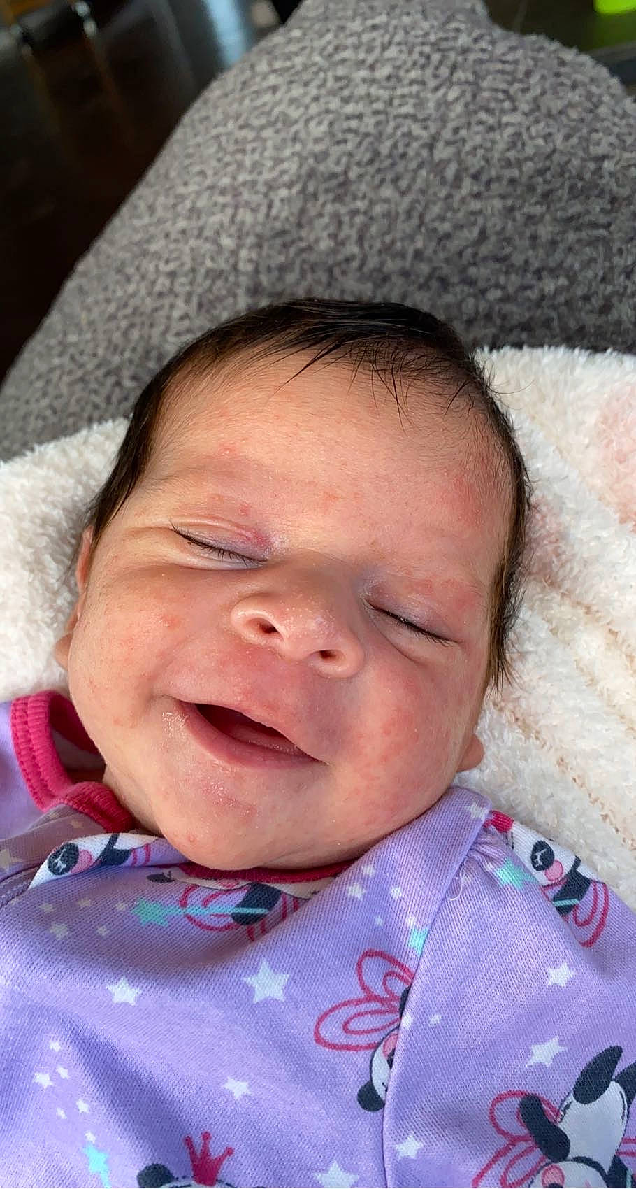 Maribel is registered to the contest to win money with this photo: baby, baby_toddler_clothing, cheek, chin, comfort, eyebrow, face, facial_expression, forehead, happy, head, human, iris, lip, mouth, nose, person, pink, skin, smile