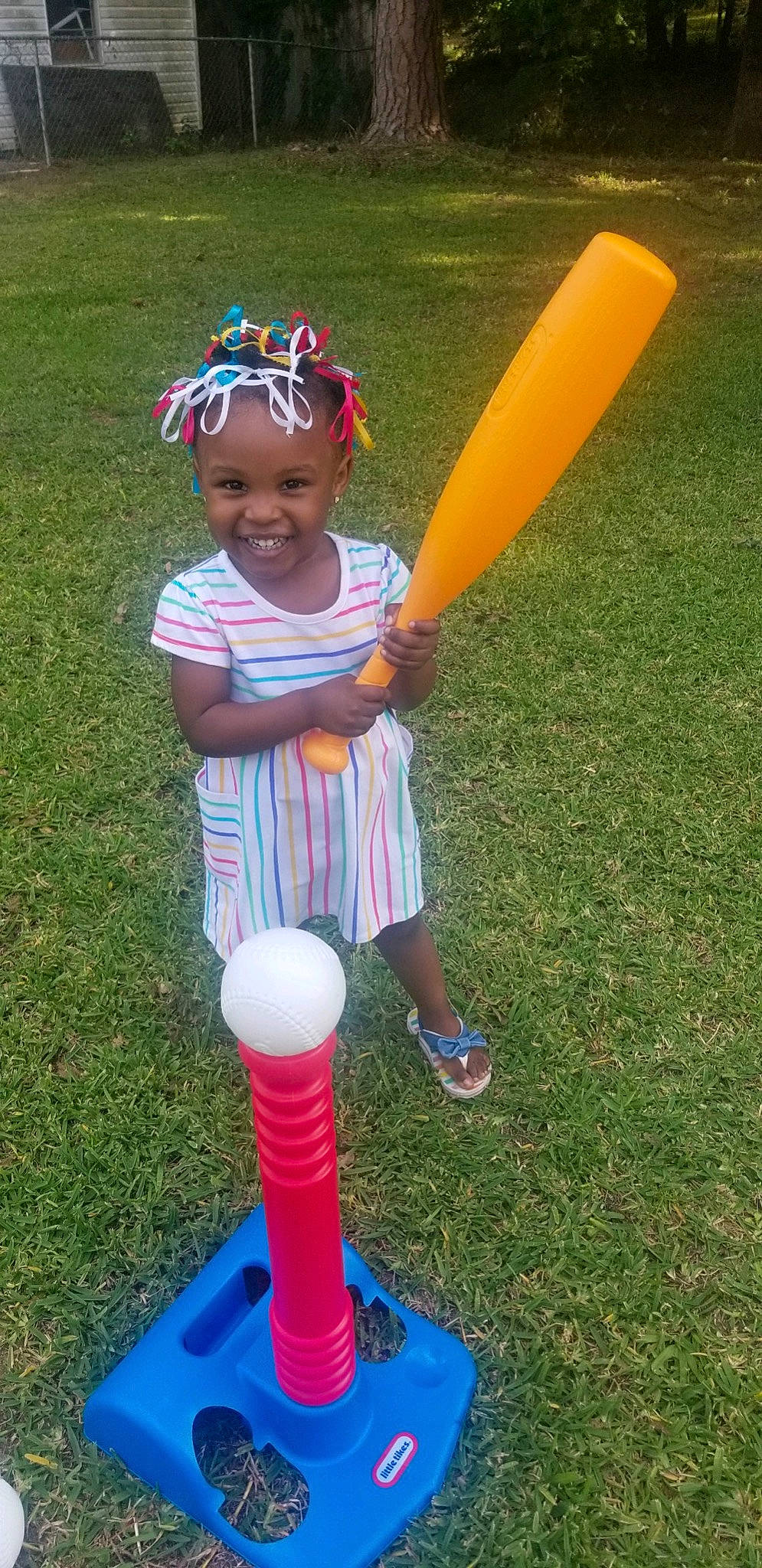 Kiara is registered to the contest to win money with this photo: baby, baby_toddler_clothing, costume_accessory, hair_accessory, headband, headpiece, headwear, joy, person, pink, plastic, play, toddler