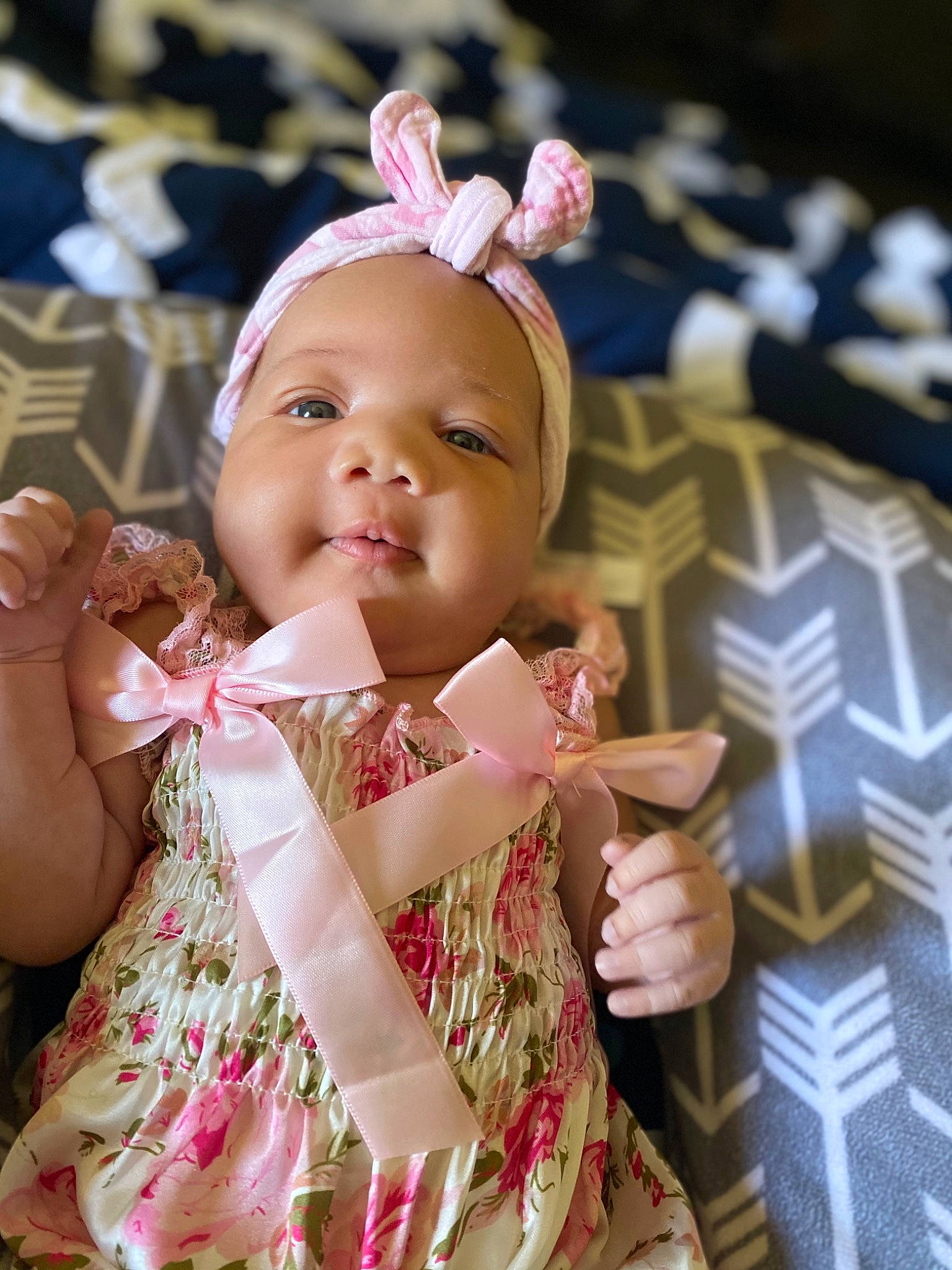Noelle Rose joined the competition — help win amazing prizes! baby, baby_toddler_clothing, blond, cheek, chin, dress, eye, eyelash, fawn, finger, fun, happy, headband, headpiece, iris, lip, nail, person, pink, skin
