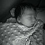 baby, sleeping, blanket, pacifier, infant, face, cozy, nighttime, texture, soft, portrait, child, peaceful, wrapped, head, monochrome, closeup, newborn, rest, quiet