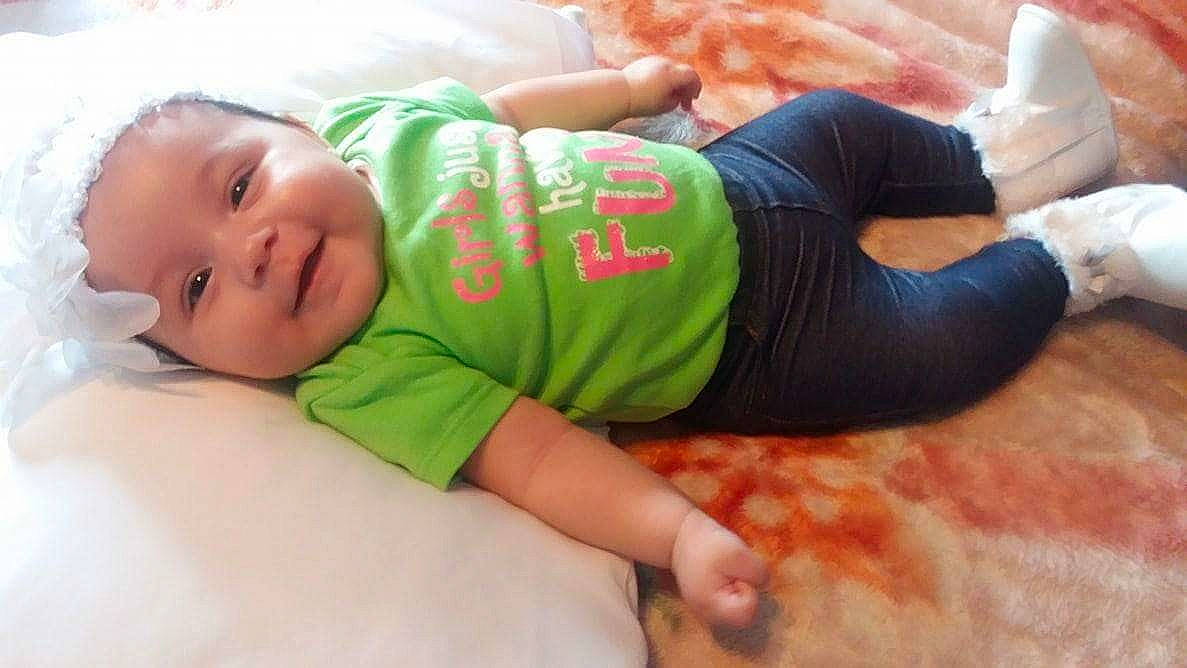 Adalina joined the competition — help win amazing prizes! abdomen, arm, chest, child, human_action, human_body, infant, leg, muscle, person, play