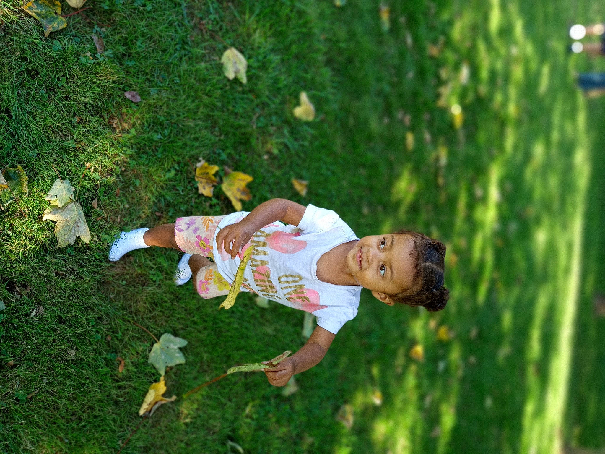Autumn is registered to the contest to win money with this photo: baby, child, fun, grass, grass_family, grassland, happy, hat, joy, lawn, leaf, leisure, people_in_nature, person, plant, recreation, sitting, toddler, tree, wood