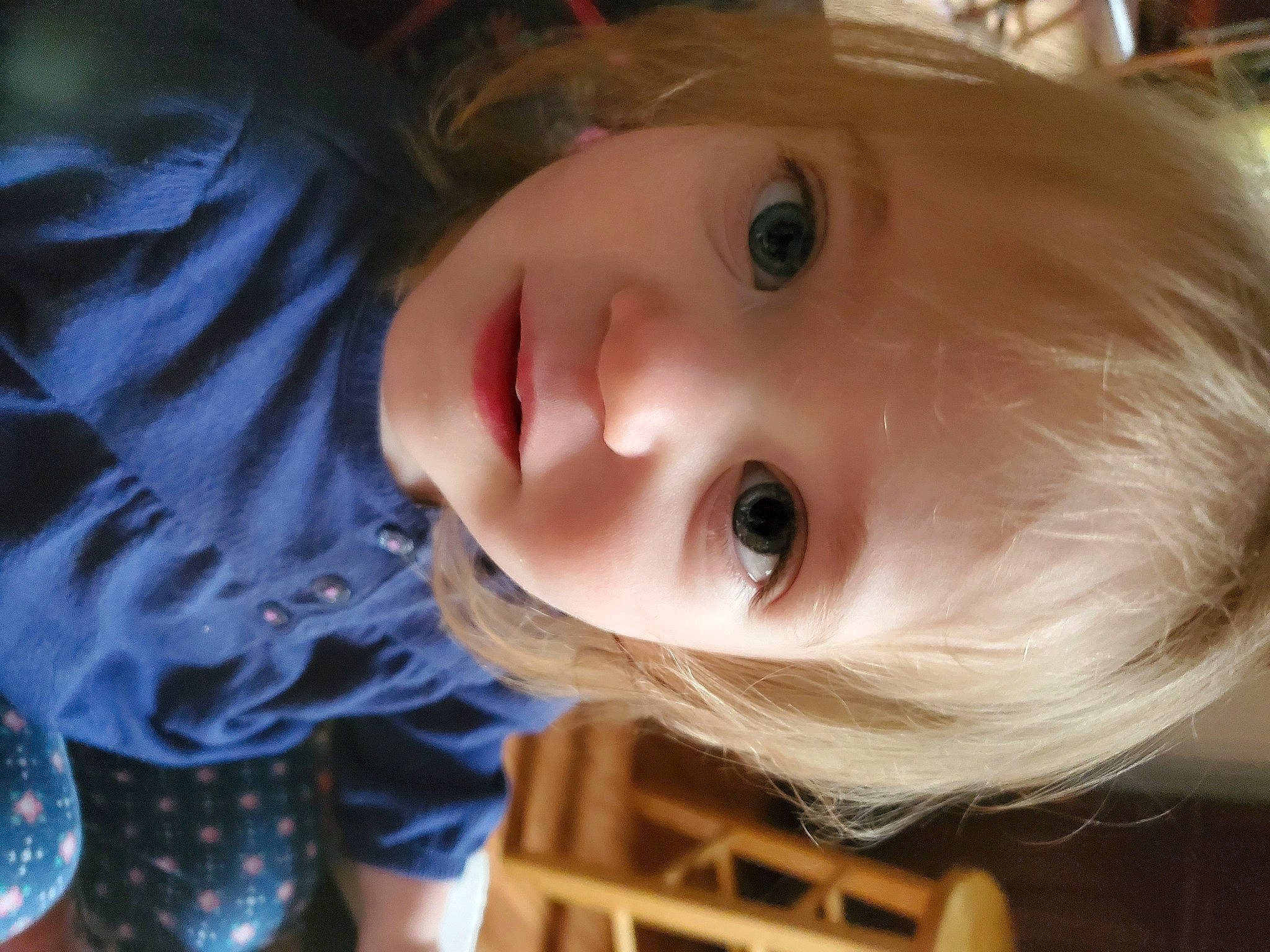 Dahlia is registered to the contest to win money with this photo: baby_toddler_clothing, blond, cheek, child, chin, close_up, cool, eyebrow, eyelash, fun, happy, iris, lip, mouth, nose, person, skin, sleeve, smile, toddler