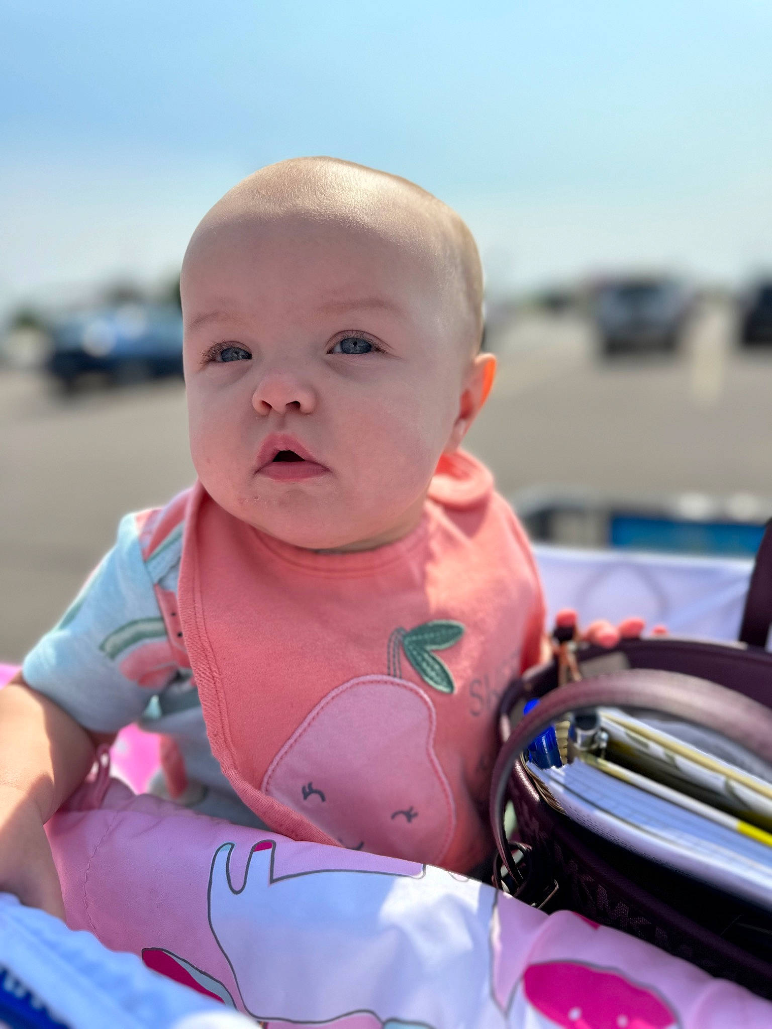 Alaina joined the competition — help win amazing prizes! baby, baby_products, baby_toddler_clothing, cheek, child, event, fun, grass, happy, iris, leisure, magenta, person, personal_protective_equipment, pink, recreation, sitting, sky, toddler, travel