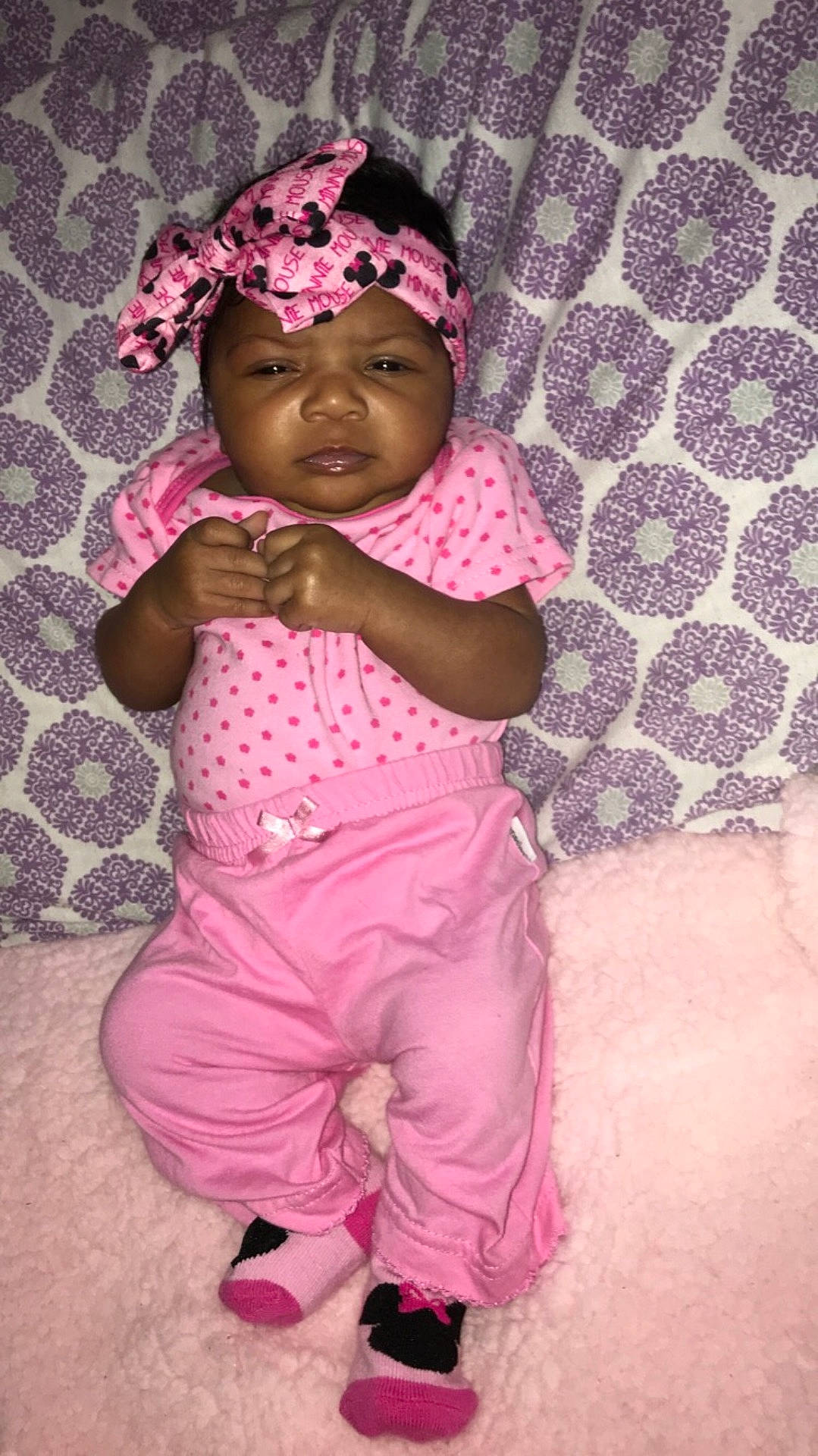 Isabella is registered to the contest to win money with this photo: cheek, child, girl, hair_accessory, headband, headgear, headwear, infant, magenta, pattern, person, pink, product, skin, smile, textile, toddler