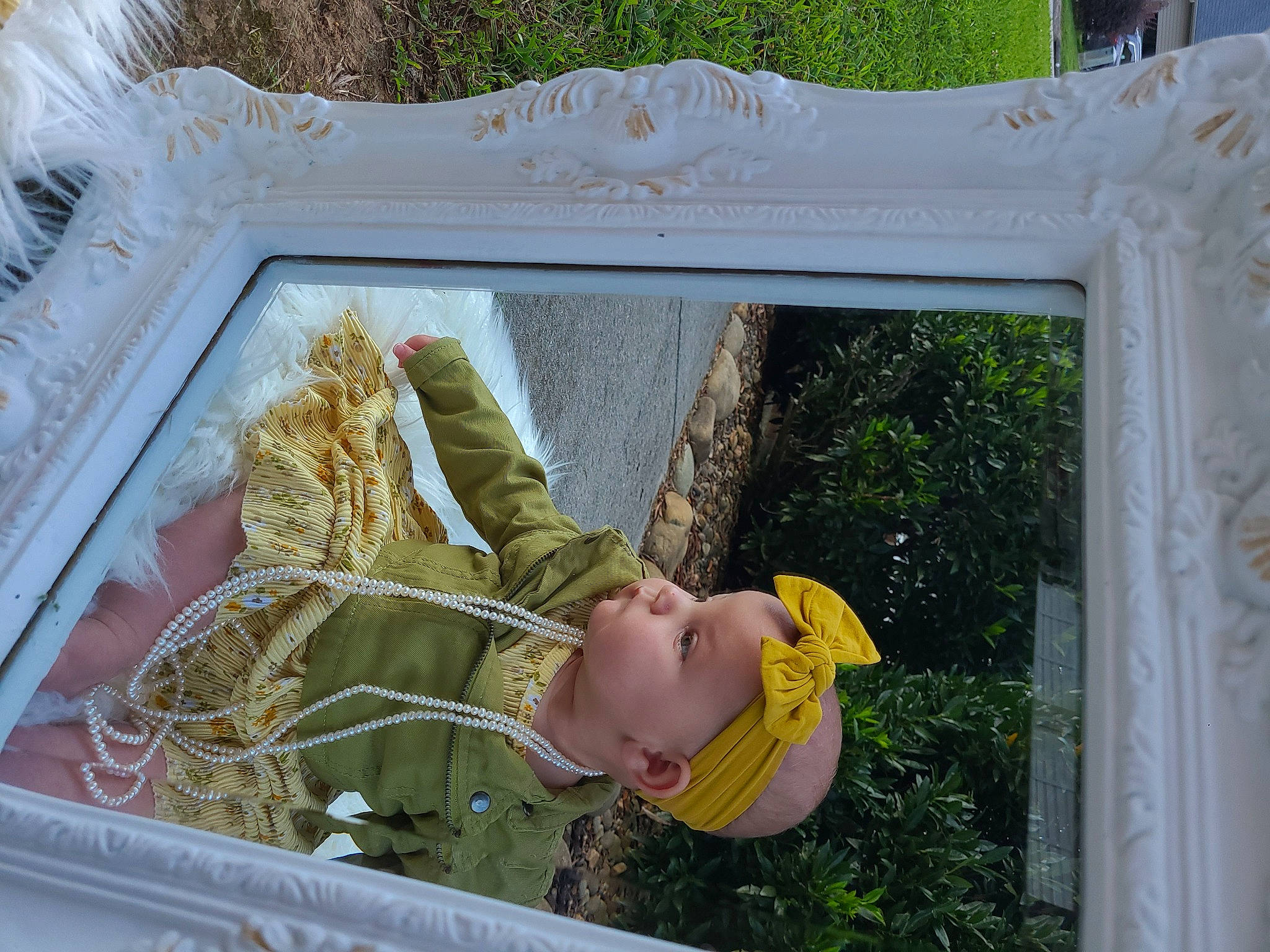 Rachel joined the competition — help win amazing prizes! baby, botany, daytime, doll, floral_design, grass, happy, hat, lawn_ornament, leaf, leisure, pattern, people_in_nature, person, plant, rectangle, spring, sun_hat, textile, toddler