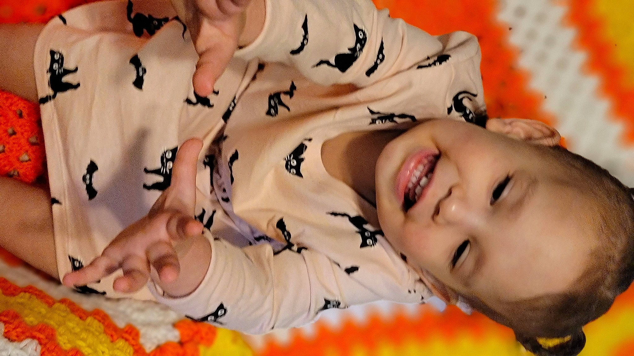 Leilani joined the competition — help win amazing prizes! beauty, child, eyelash, facial_expression, finger, fun, happy, human, leisure, mouth, muscle, orange, people, people_in_nature, person, photograph, smile, snapshot, textile, toddler