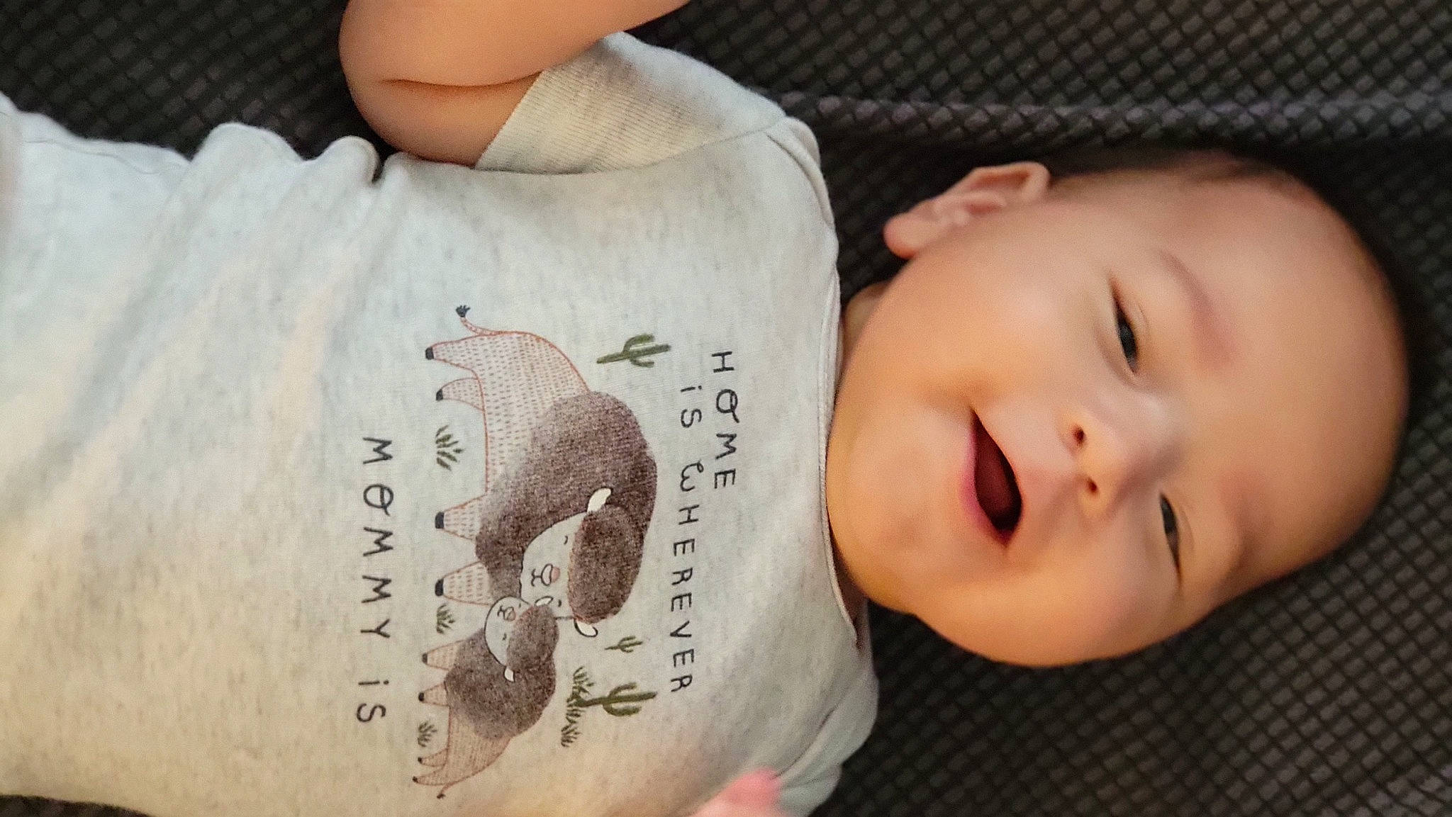 Takoda joined the competition — help win amazing prizes! baby, baby_toddler_clothing, cheek, child, comfort, finger, font, gesture, happy, human_body, mammal, nail, nose, person, product, skin, sleeve, smile, thumb, toddler