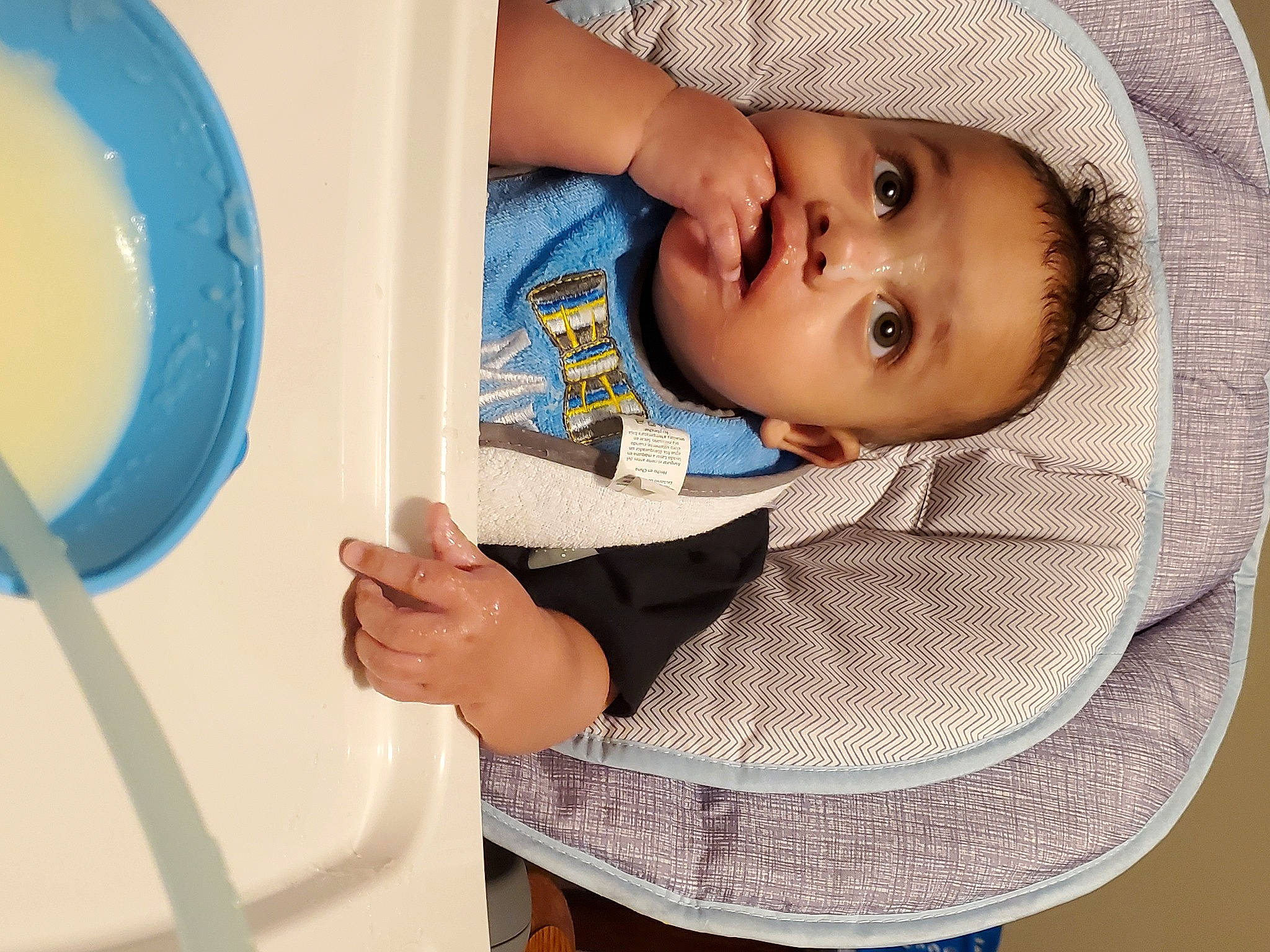 Frederick joined the competition — help win amazing prizes! baby, baby_products, baby_safety, baby_toddler_clothing, blue, cap, cheek, child, comfort, electric_blue, finger, fun, headgear, linens, organ, person, skin, sleeve, textile, toddler