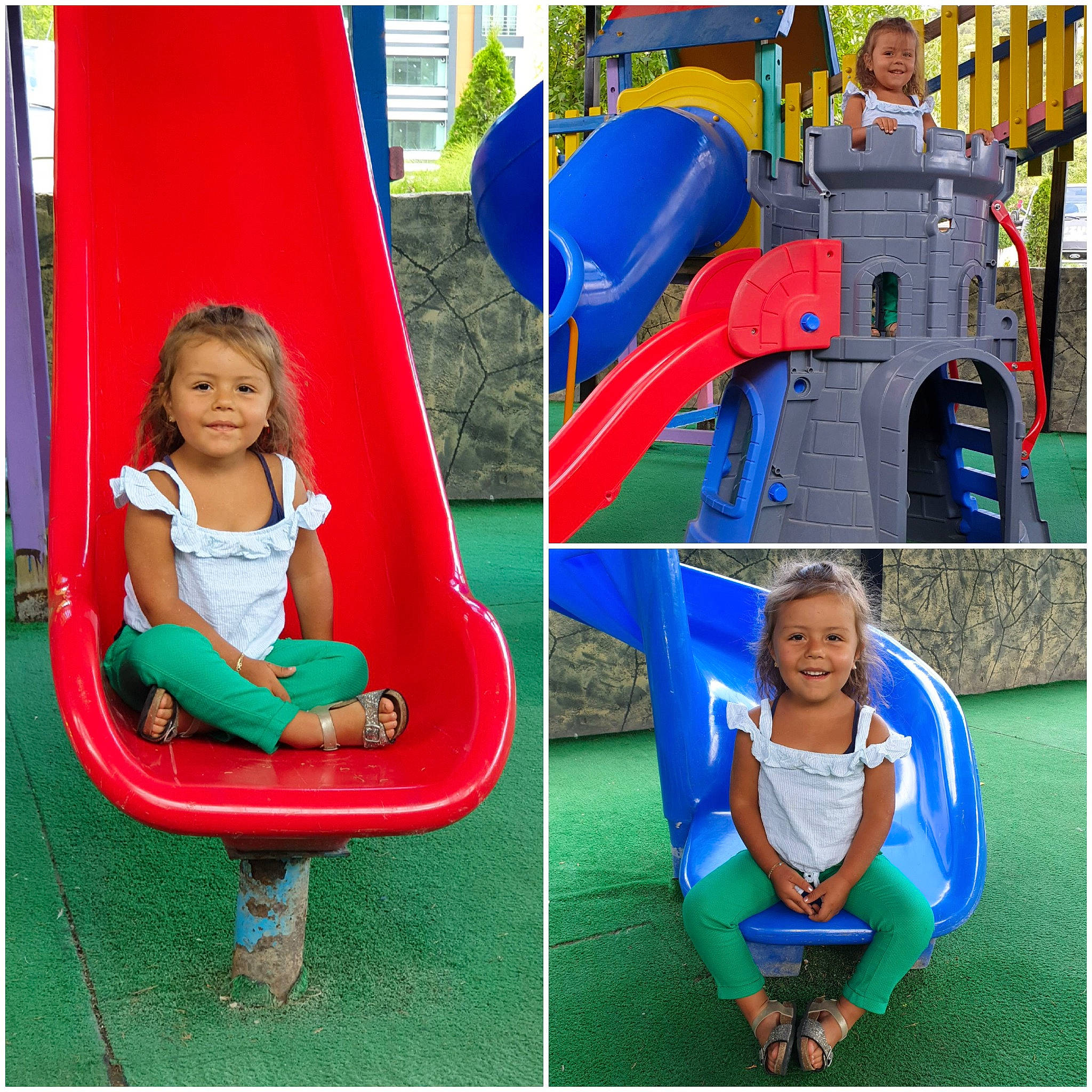 Alicia a rejoint le concours — aidez-le/la à gagner de superbes lots ! baby, baby_toddler_clothing, child, chute, city, comfort, electric_blue, fun, grass, green, joy, leisure, magenta, outdoor_play_equipment, person, play, playground, recreation, room, sitting