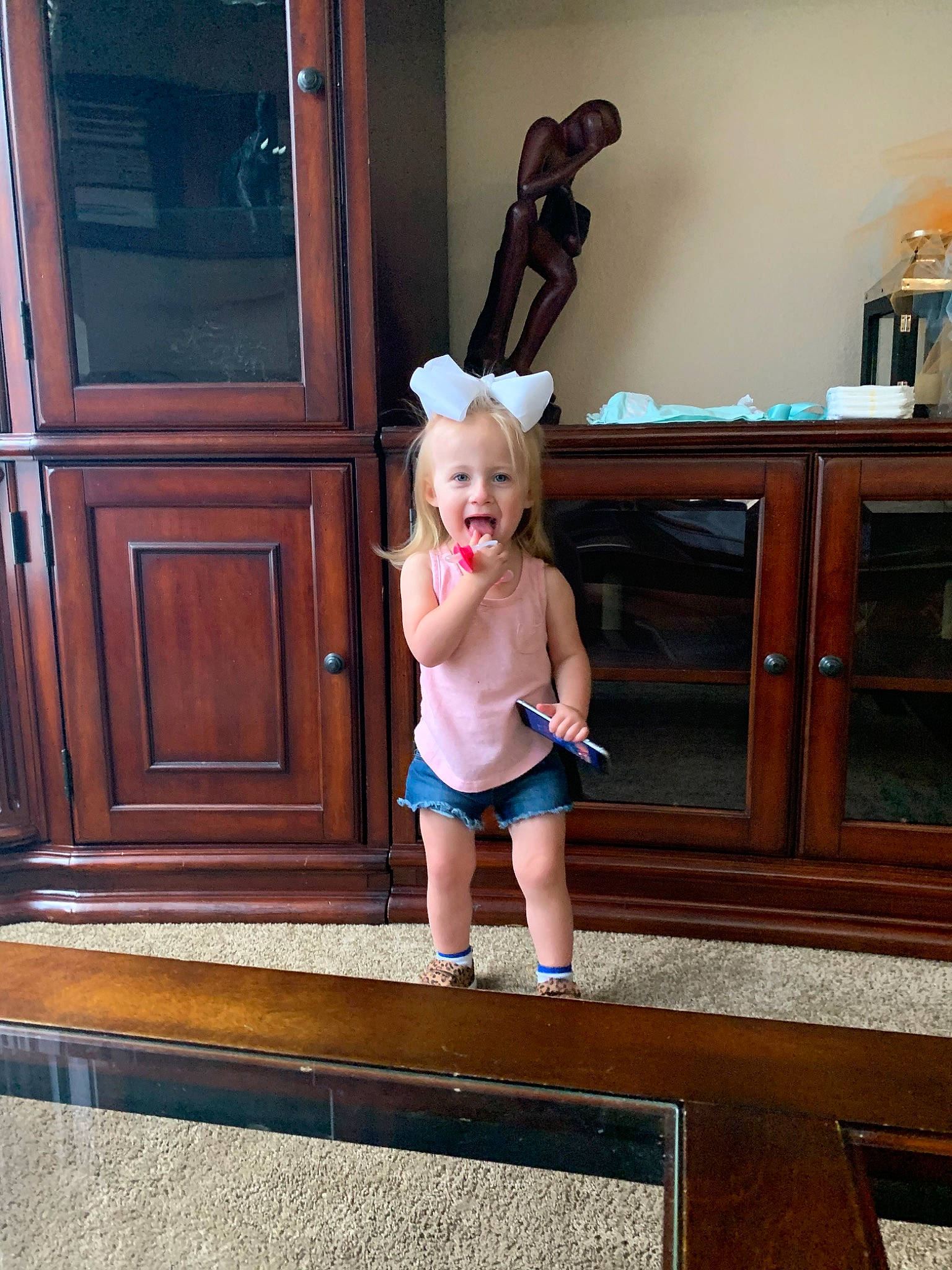 Lively is registered to the contest to win money with this photo: child, fawn, floor, flooring, hardwood, person, room, standing, toddler, vacation, wood