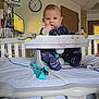 baby, hospital, hospital_bed, medical_equipment, monitor, infantino, baby_seat, child, bed, pajamas, person, indoor, medical_monitor, clock, hand, face, footwear, room, cable, furniture