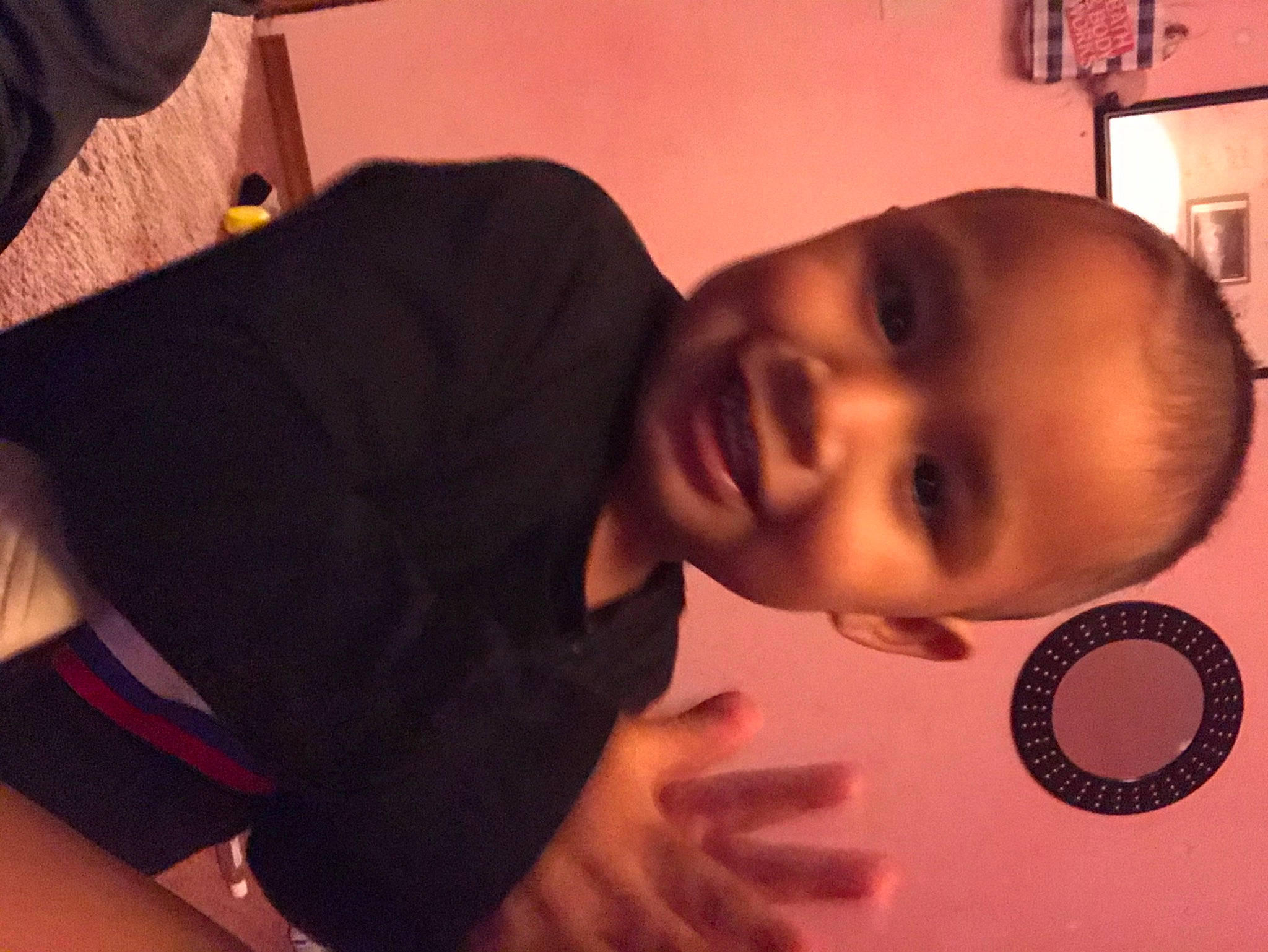 Jarren-james is registered to the contest to win money with this photo: arm, baby, black_hair, cheek, child, ear, eye, face, finger, forehead, head, joy, mouth, neck, nose, person, skin, thumb, toddler