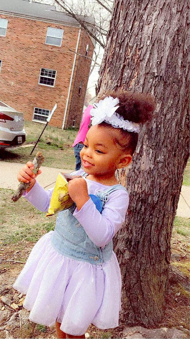 Malayah joined the competition — help win amazing prizes! car, dress, fun, grass, happy, headband, headpiece, house, jewellery, magenta, necklace, people_in_nature, person, pink, plant, smile, tire, toddler, tree, white