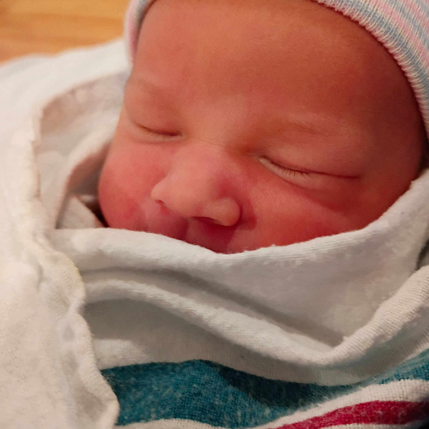 Monoah joined the competition — help win amazing prizes! baby, bedding, closed_eyes, closeup, cozy, eyelashes, face, hospital_blanket, infant, knit_hat, newborn, nose, peaceful, person, portrait, rosy_cheeks, skin, sleeping, soft_texture, swaddled