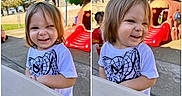 Leonardo joined the competition — help win amazing prizes! child, clothing, concrete, daylight, expression, fence, fun, happy, outdoor, person, play, playground, red_slide, short_hair, slide, smile, spiderman_shirt, sunny, toddler, young_child