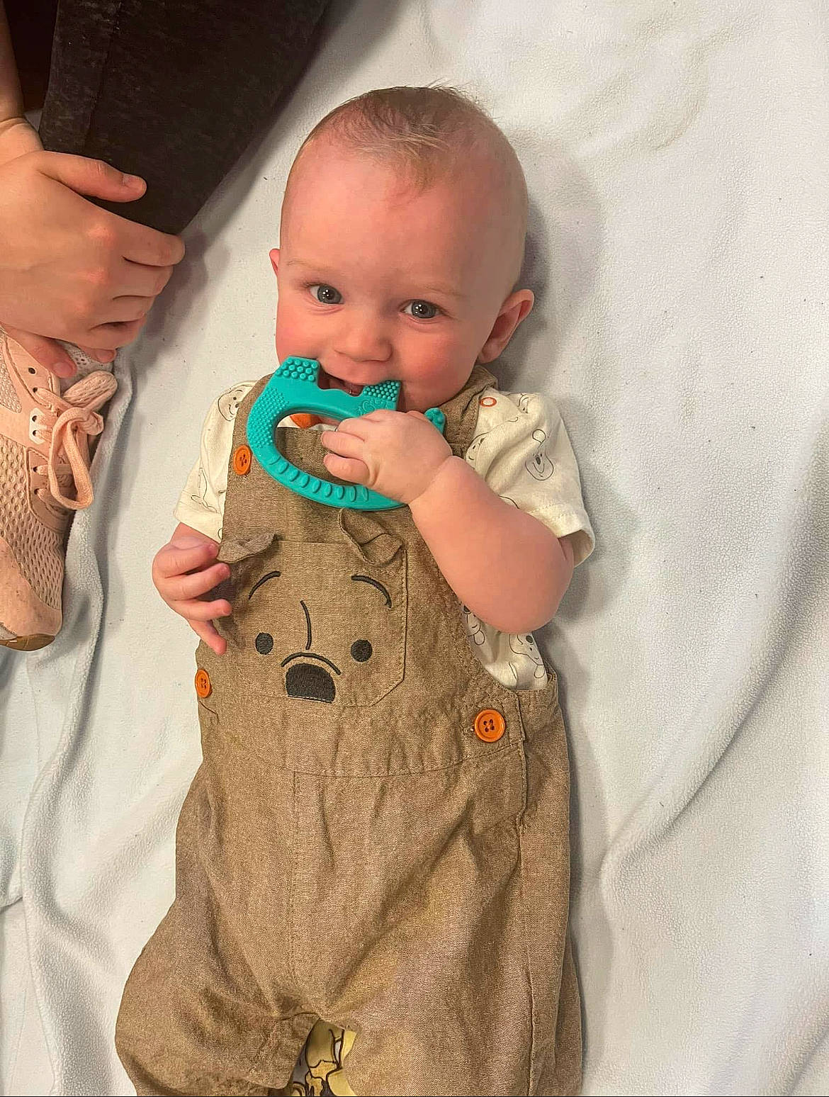 Kaine joined the competition — help win amazing prizes! baby, baby_products, baby_toddler_clothing, cheek, child, comfort, finger, gesture, hand, happy, head, linens, neck, nose, pattern, person, skin, sleeve, t_shirt, textile