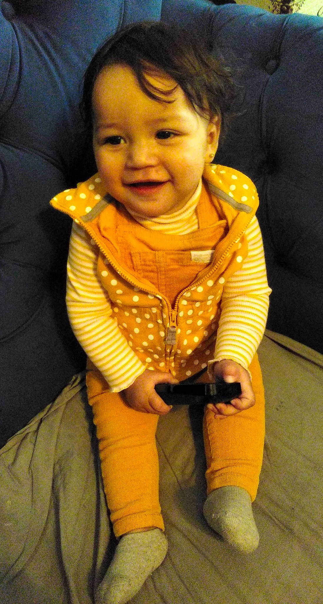 Miracle joined the competition — help win amazing prizes! baby, baby_toddler_clothing, cheek, child, chin, finger, flooring, fun, happy, iris, joy, nose, orange, pattern, person, skin, sleeve, smile, standing, thumb