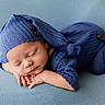 Jaxton is registered to the contest to win money with this photo: baby, sleeping, blue_outfit, knit_hat, newborn, soft_texture, peaceful, infant, cute, resting, portrait, child, closed_eyes, small_hands, cozy, indoors, fabric, headwear, calm, gentle