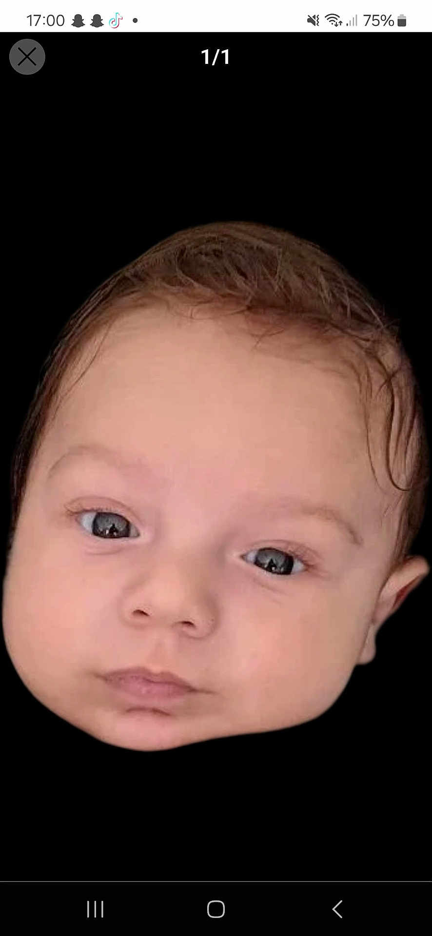 Gaëtan participe au concours pour gagner de l'argent avec cette photo : baby, face, close_up, head, child, infant, expressionless, eyes, skin, portrait, young, cute, human, background_black, hair, chubby_cheeks, looking, soft_light, isolated, innocent