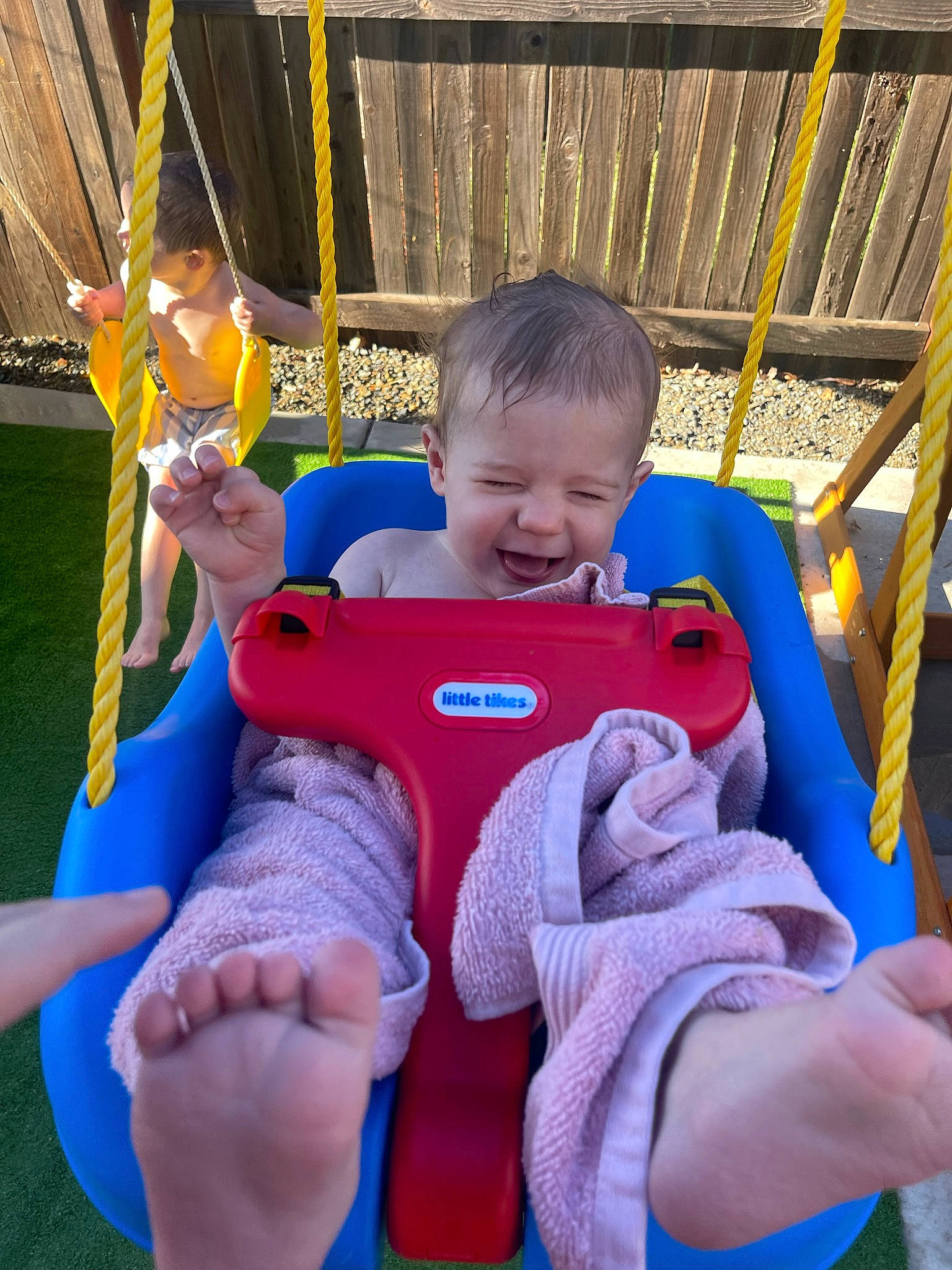 Bear joined the competition — help win amazing prizes! baby_toddler_clothing, child, comfort, electric_blue, facial_expression, fun, happy, lap, leisure, outdoor_play_equipment, person, play, playground, product, public_space, recreation, sitting, skin, smile, toddler