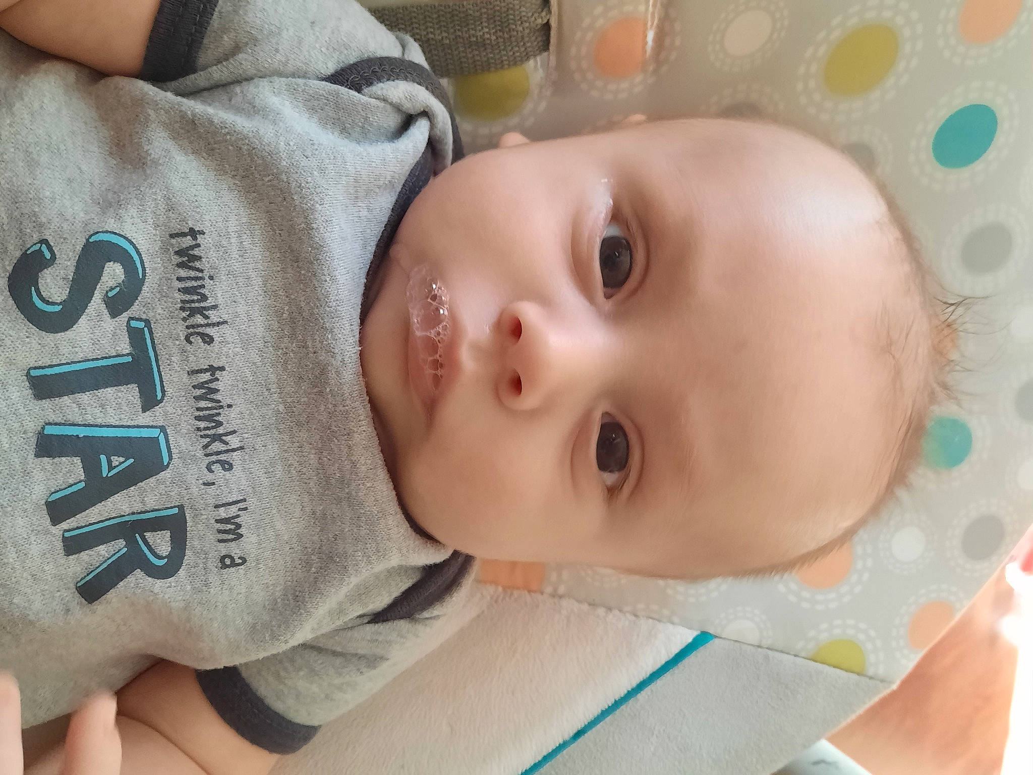 Carlo is registered to the contest to win money with this photo: baby, cheek, child, eye, face, head, mouth, nose, person, skin, toddler