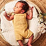 Kayden a rejoint le concours — aidez-le/la à gagner de superbes lots ! newborn, baby, infant, basket, blanket, knitted_clothing, yellow_romper, flower_arrangement, wicker, woven_mat, soft_texture, cute, portrait, indoor, resting, small_hands, curious_look, cozy, decorative_flowers, peaceful