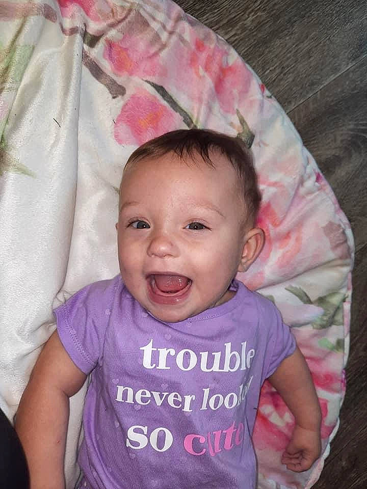 Hadleigh joined the competition — help win amazing prizes! baby, baby_toddler_clothing, cheek, chin, cool, face, facial_expression, happy, iris, lip, magenta, person, pink, purple, skin, sleeve, smile, t_shirt, textile, toddler