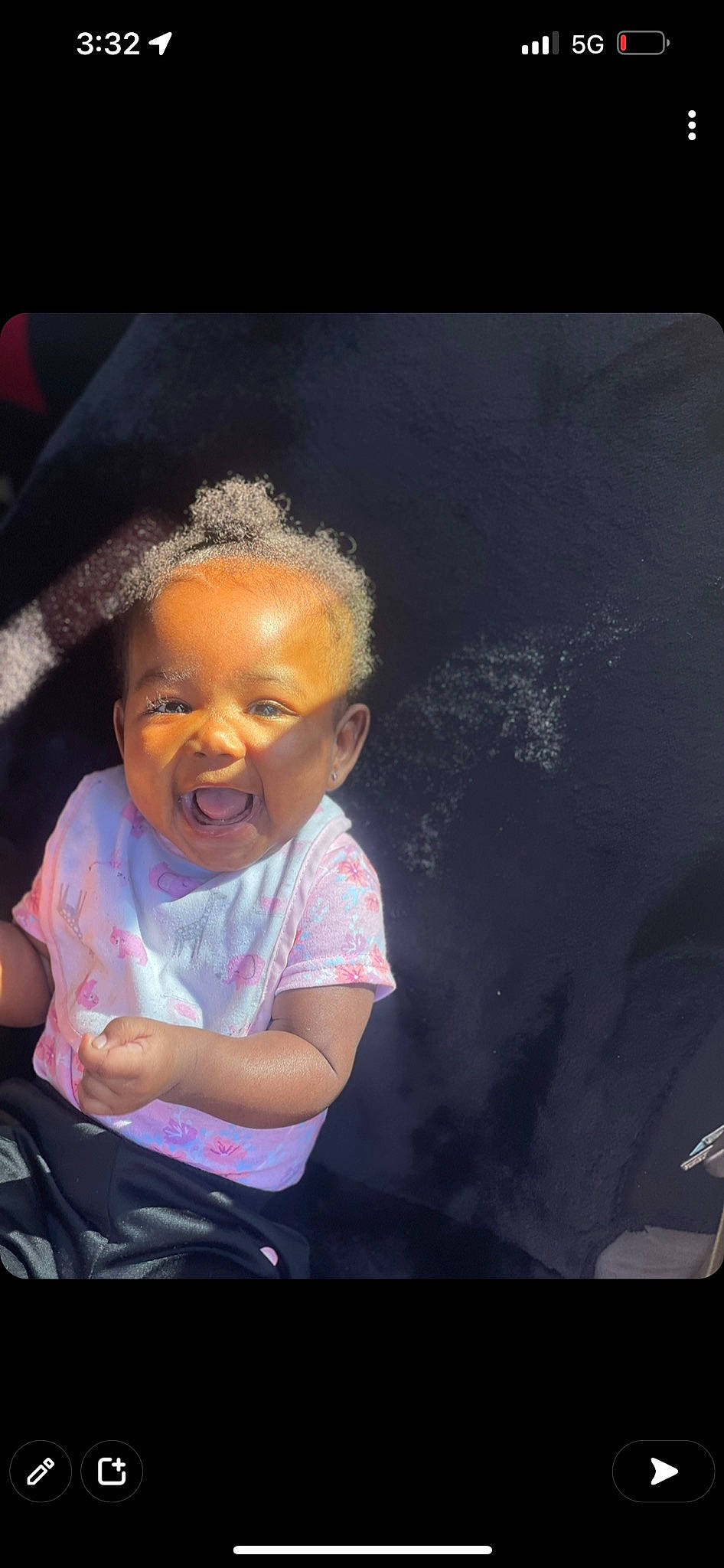 Koriana is registered to the contest to win money with this photo: afro, audio_equipment, baby, baby_products, baby_toddler_clothing, darkness, display_device, event, flash_photography, fun, gesture, happy, jewellery, laugh, magenta, person, photo_caption, room, smile, t_shirt
