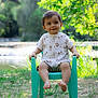 Léo participe au concours pour gagner de l'argent avec cette photo : toddler, child, smiling, outdoor, greenery, grass, sunlight, chair, casual_clothing, nature, happy, portrait, baby, shorts, summer, daylight, tree, park, playful, cute