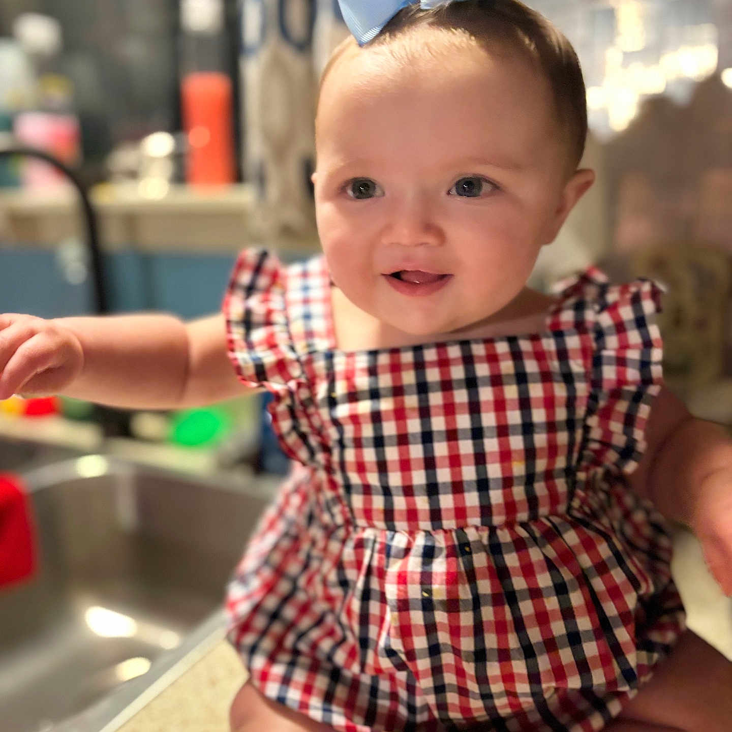 Emma joined the competition — help win amazing prizes! accessories, baby, babylaughing, bodypart, clothing, dress, face, finger, formalwear, hand, happy, head, indoors, person, photography, portrait, shirt, sitting, smile, tie