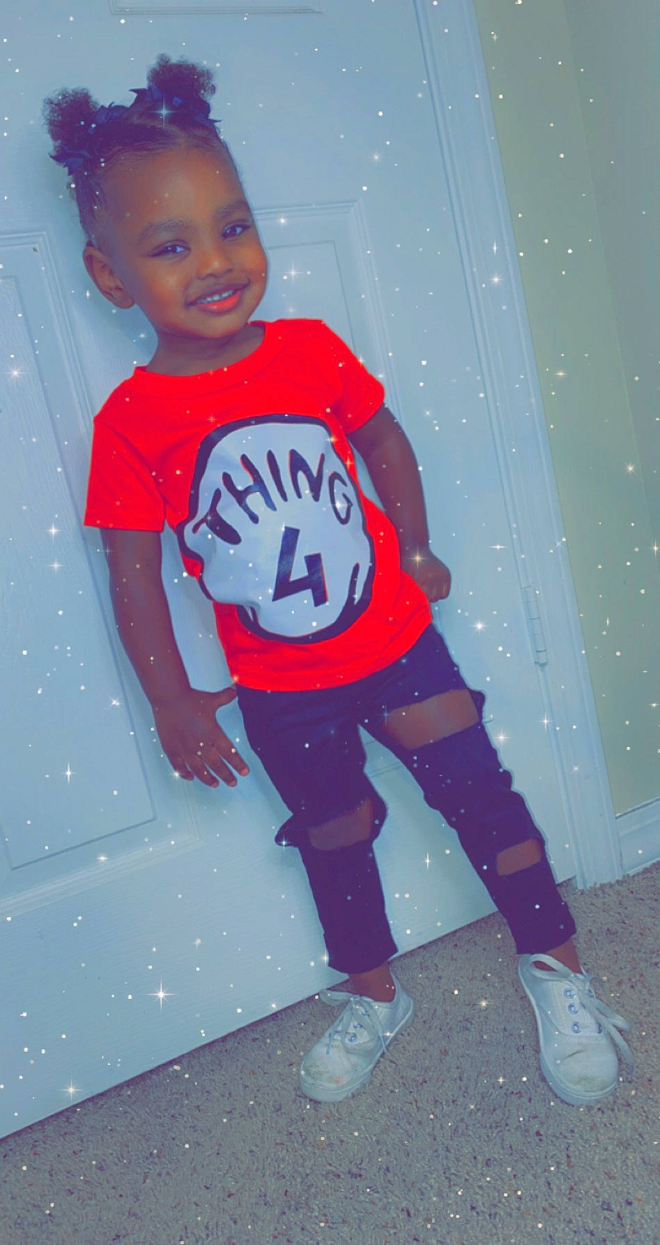 Kinsley is registered to the contest to win money with this photo: child, cool, fun, joy, person, pink, play, smile, space, standing, t_shirt, toddler