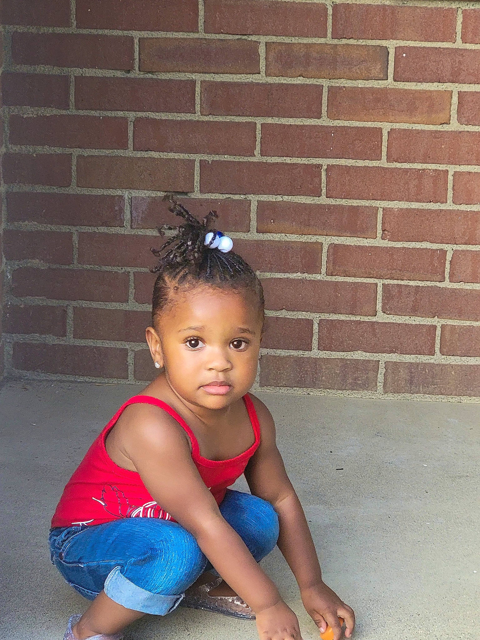 Sevyn joined the competition — help win amazing prizes! baby_toddler_clothing, barefoot, brick, brickwork, child, electric_blue, eyewear, flash_photography, flooring, foot, fun, happy, human_leg, jewellery, leisure, person, sandal, sitting, sunglasses, thigh