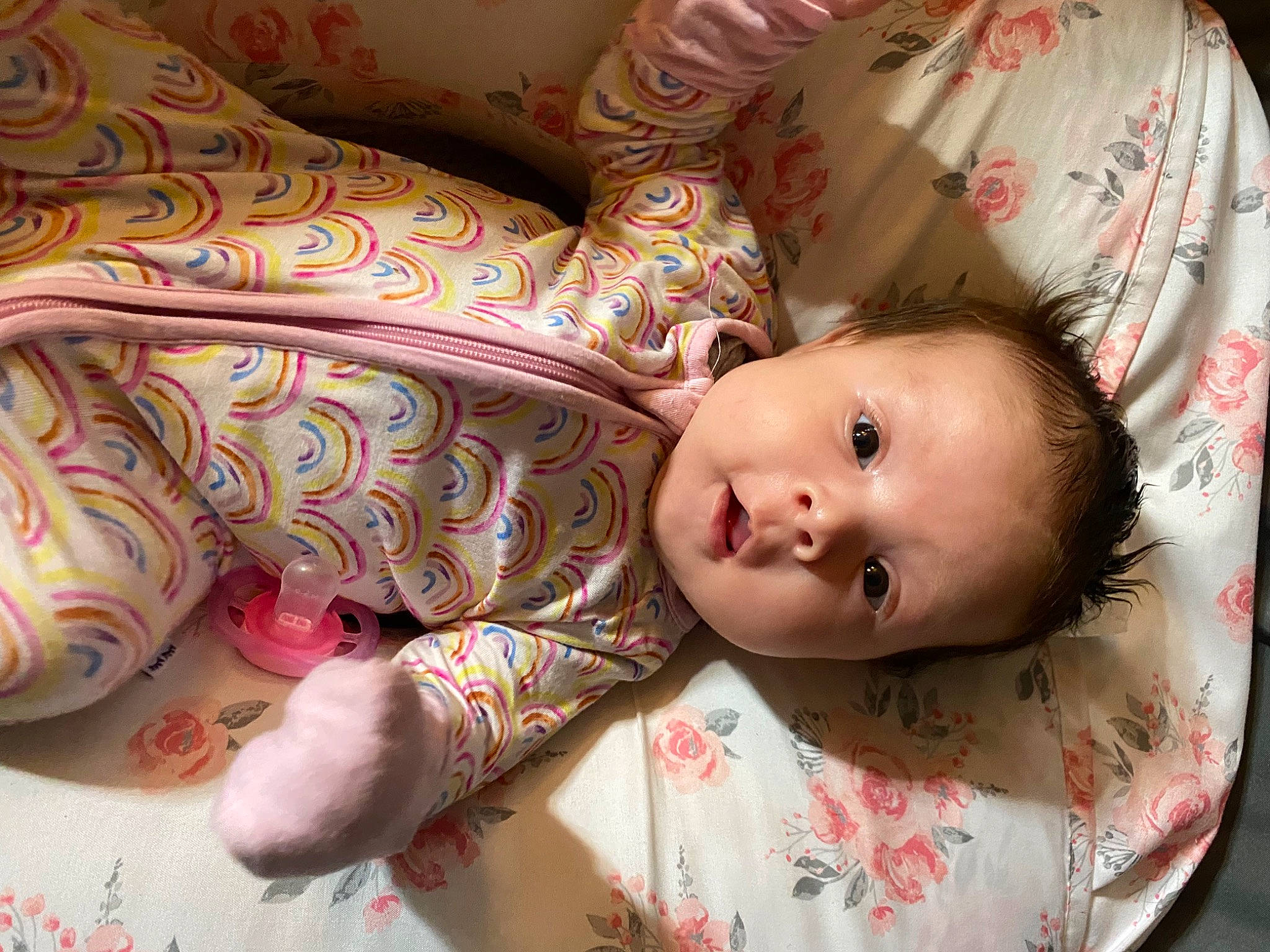 Sierra is registered to the contest to win money with this photo: baby, baby_toddler_clothing, cheek, child, chin, eye, face, facial_expression, hair, head, human_body, iris, lip, mammal, nose, person, pink, skin, sleeve, textile