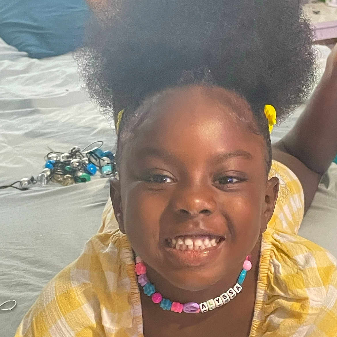 Alyssa joined the competition — help win amazing prizes! accessories, baby, babylaughing, bodypart, child, earring, face, female, girl, hair, happy, head, jewelry, neck, necklace, person, photography, portrait, shoulder, smile