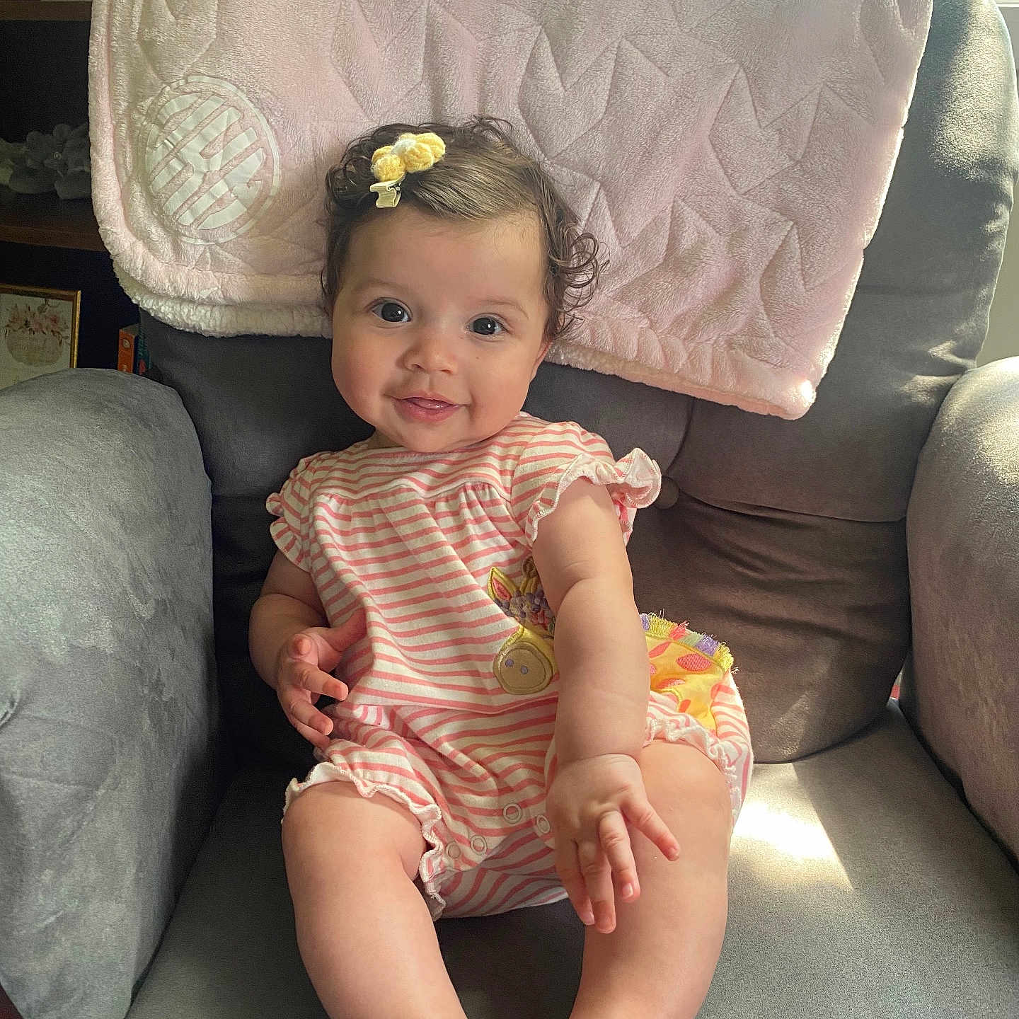 Valerie joined the competition — help win amazing prizes! architecture, armchair, baby, chair, clothing, couch, cushion, dress, face, furniture, head, homedecor, indoors, person, photography, pillow, portrait, shorts, sitting, t_shirt