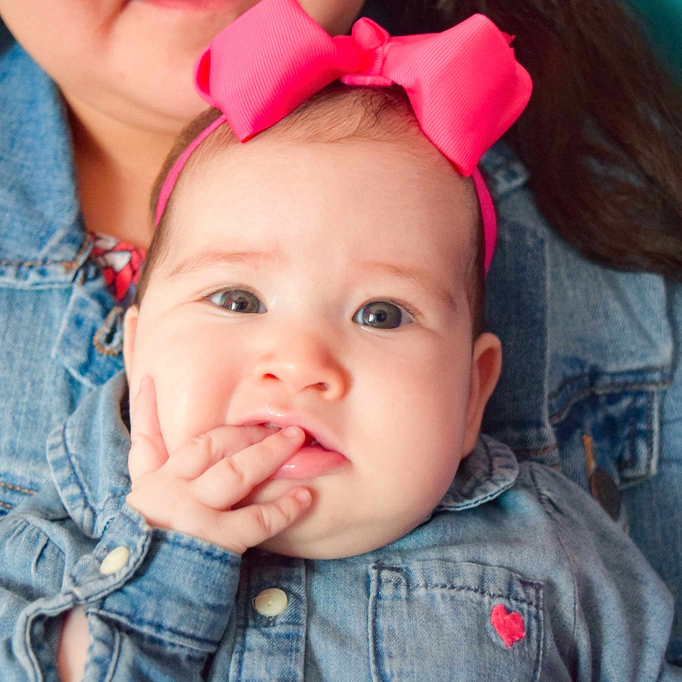 Paisley Rae joined the competition — help win amazing prizes! baby, blue, cheek, child, chin, ear, eye, face, facial_expression, forehead, hair_accessory, head, lip, nose, organ, people, person, pink, skin, smile
