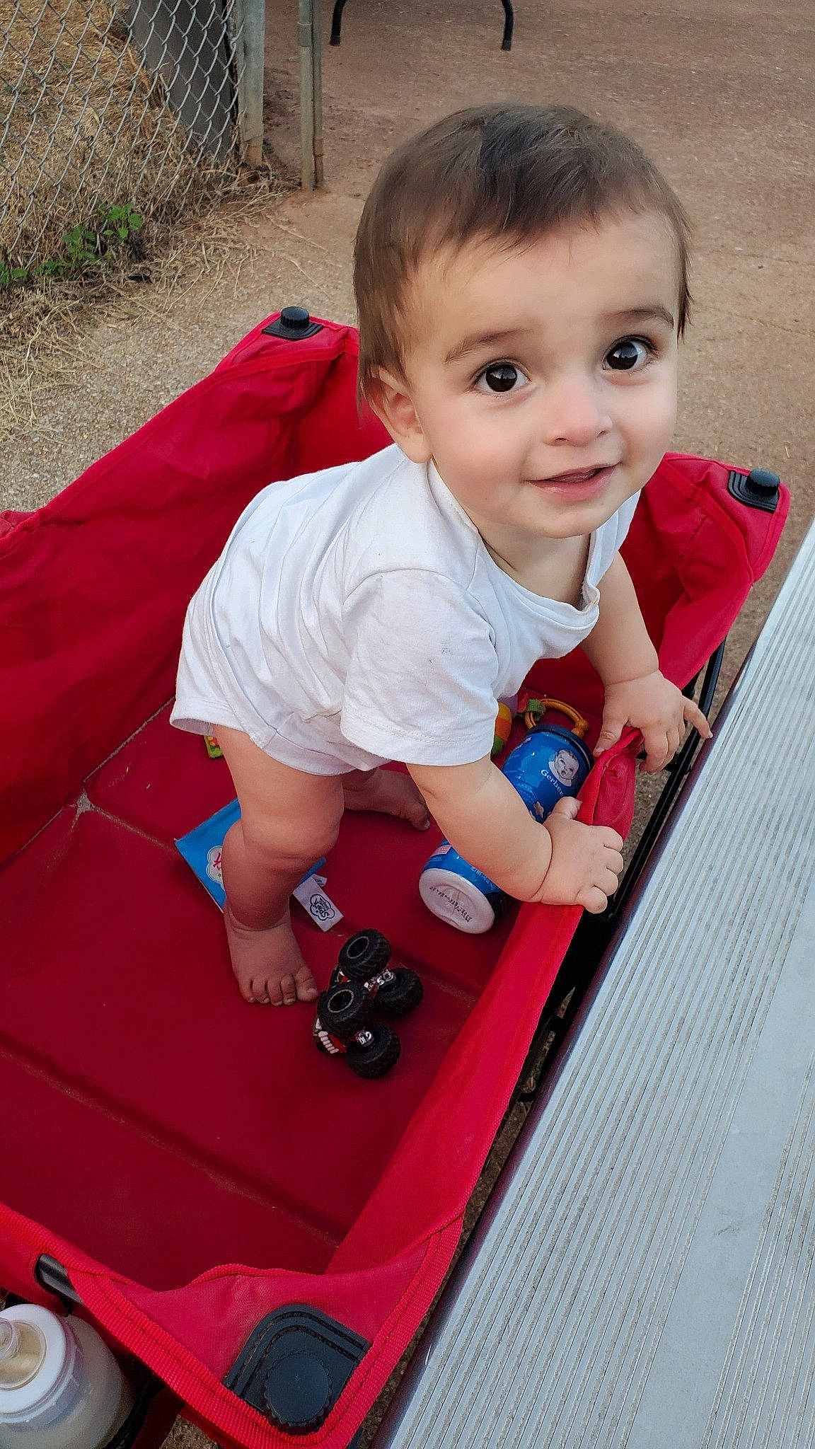 Rustin joined the competition — help win amazing prizes! baby, baby_products, child, person, play, red, toddler