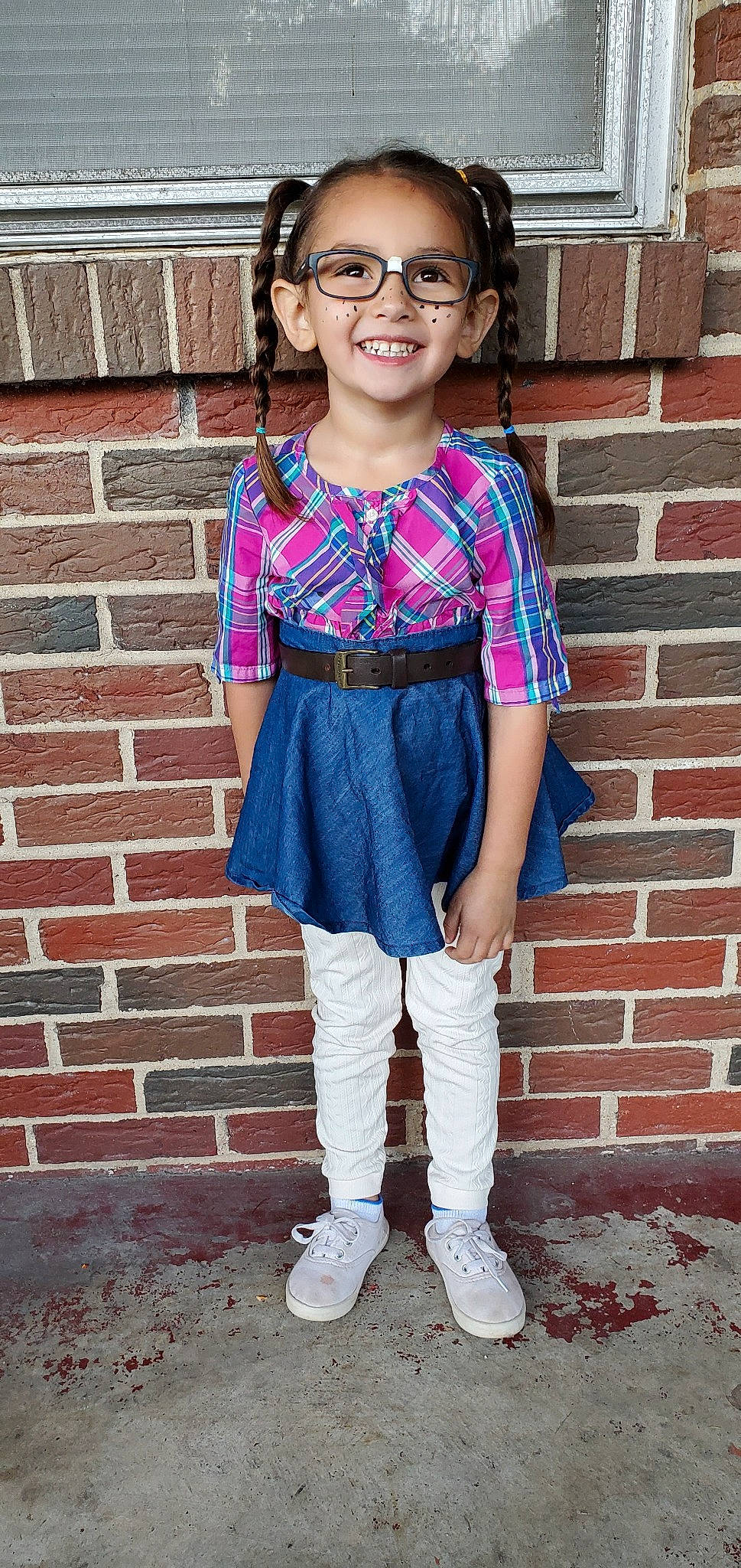 Kolesyn Shay joined the competition — help win amazing prizes! child, child_model, clothing, costume, design, fashion_accessory, footwear, glasses, joy, pattern, person, pink, plaid, shoe, shorts, sleeve, street_fashion, t_shirt, tartan, textile