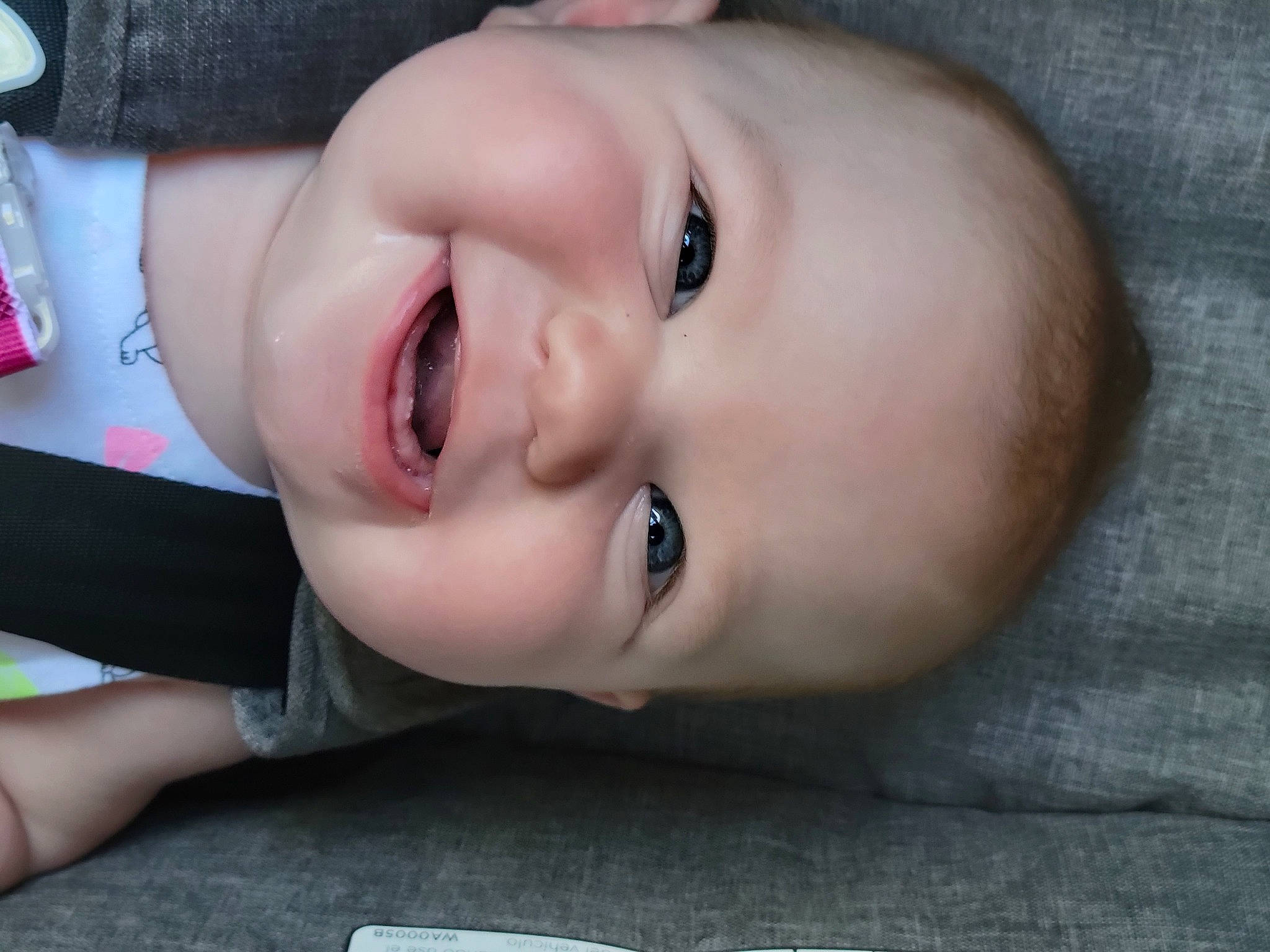 Gianna joined the competition — help win amazing prizes! baby, baby_toddler_clothing, cheek, close_up, eye, eyebrow, eyelash, face, forehead, grass, happy, iris, lip, mouth, neck, nose, person, plant, skin, smile