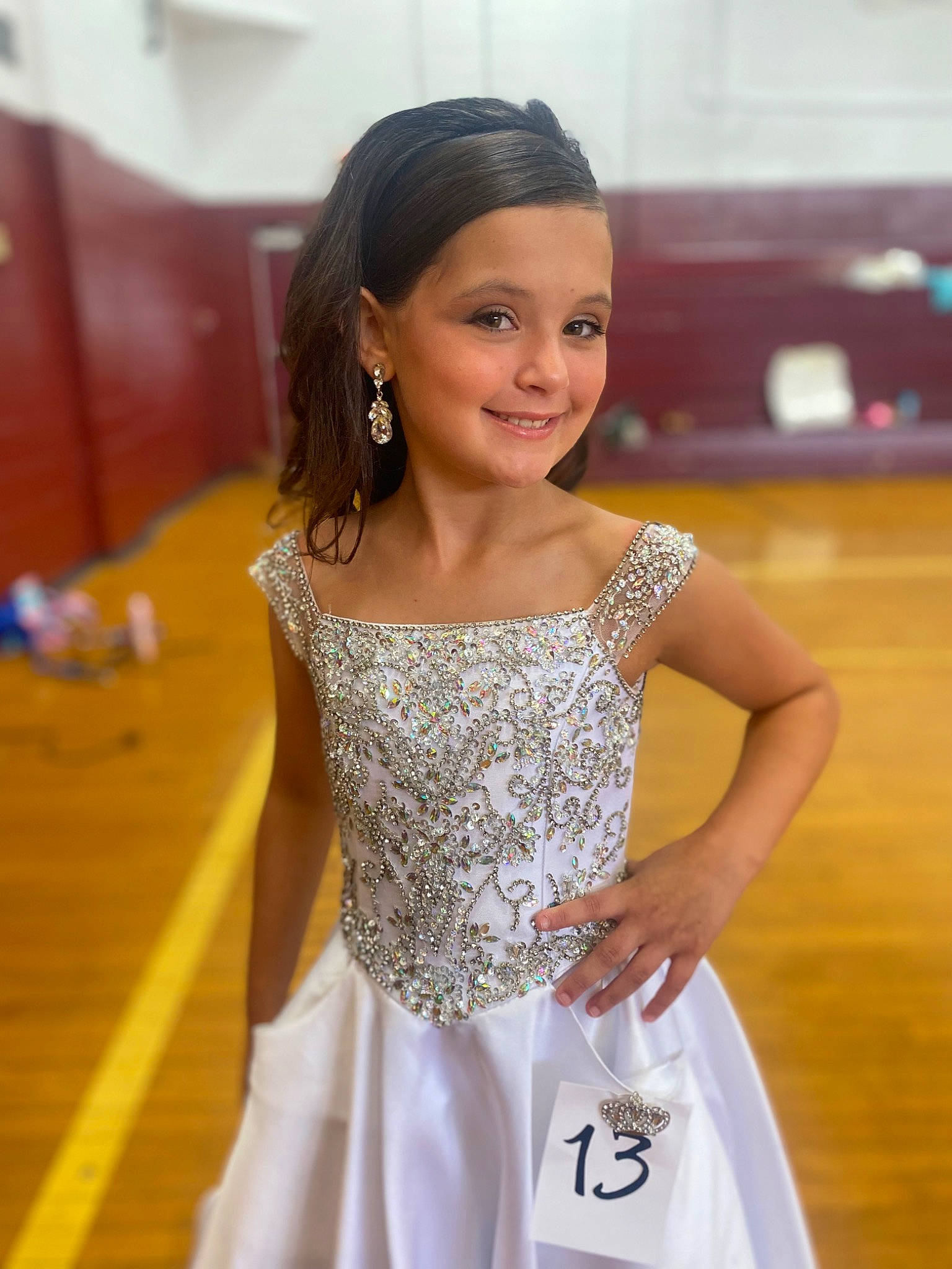 Anniston joined the competition — help win amazing prizes! abdomen, bridal_accessory, bridal_clothing, bridal_party_dress, child, dress, event, fashion_design, flooring, formal_wear, fun, gown, happy, haute_couture, jewellery, joy, person, skin, smile, trunk