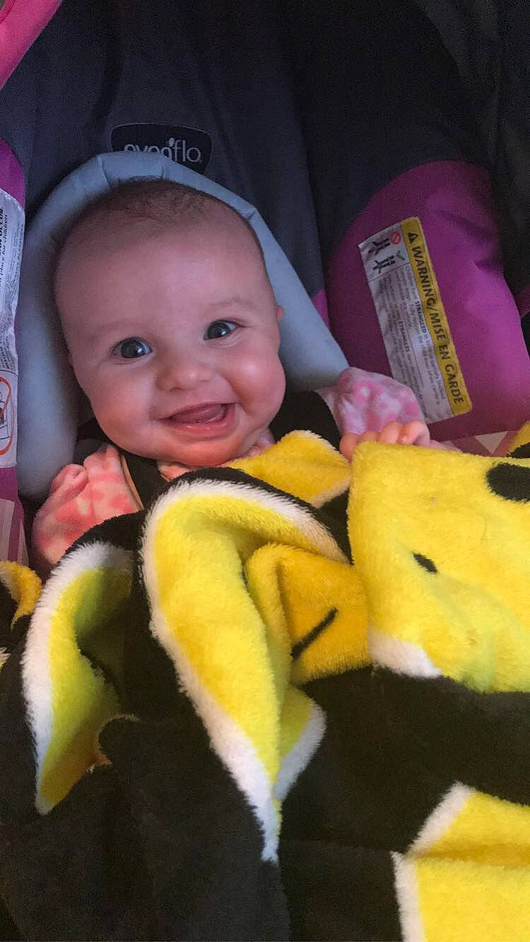 Abriella is registered to the contest to win money with this photo: baby, child, fruit, joy, person, plant, skin, smile, toddler, yellow